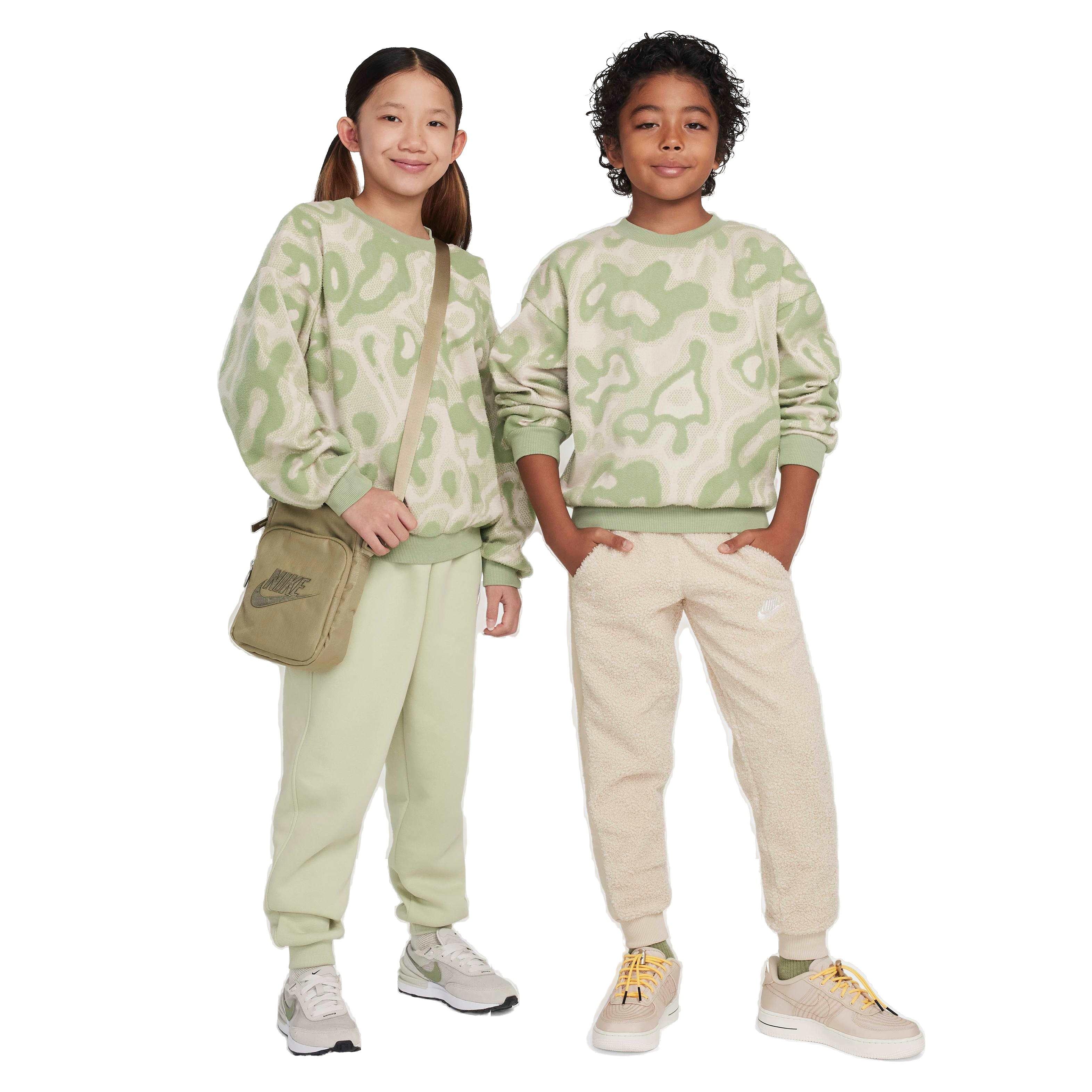 Nike Big Kids' Sportswear Oversized Fleece Crew-Neck Sweatshirt - GREEN Thumbnail View 5