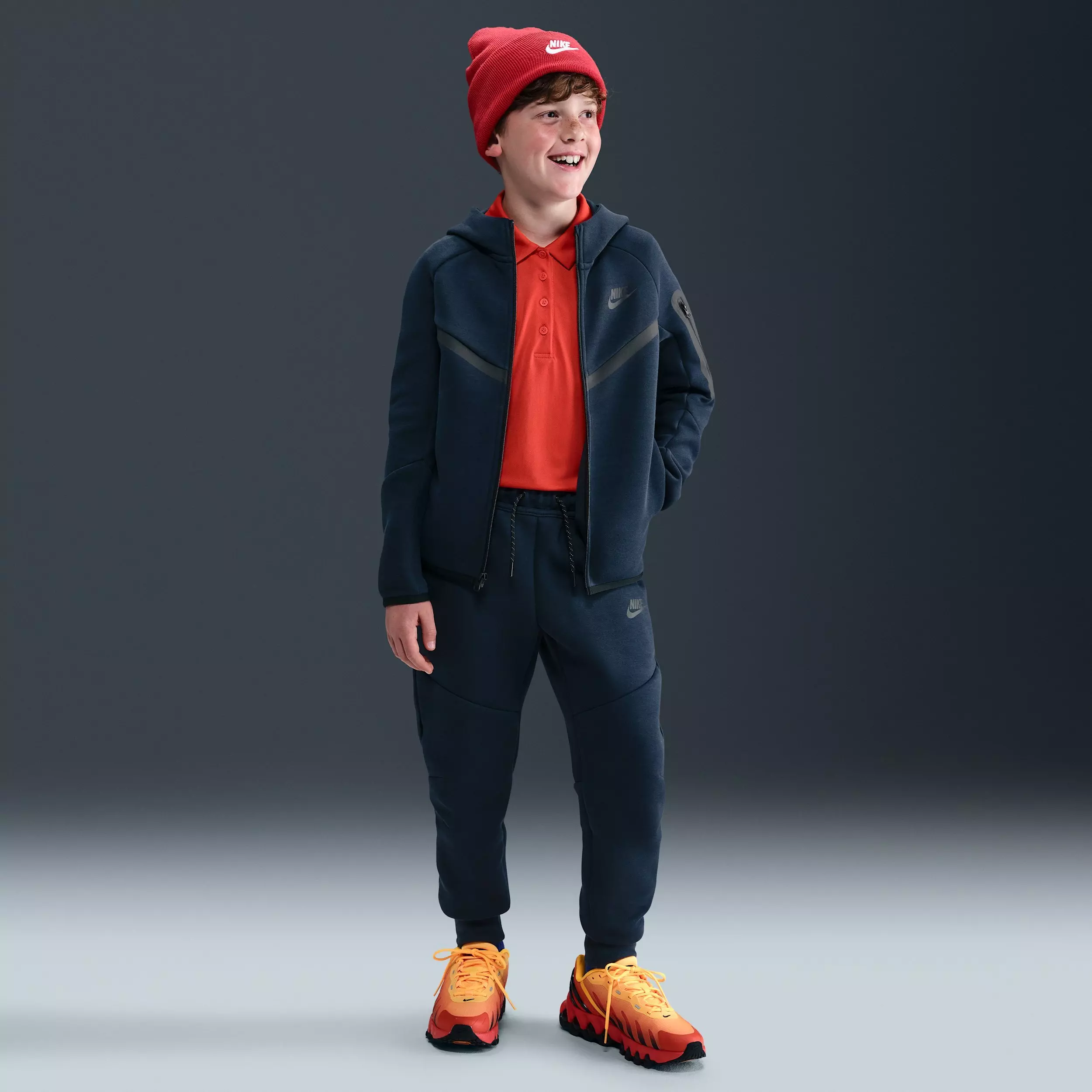 Nike Big Boys' Sportswear Tech Fleece Full-Zip Hooded Jacket - Obsidian Blue - OBSIDIAN BLUE