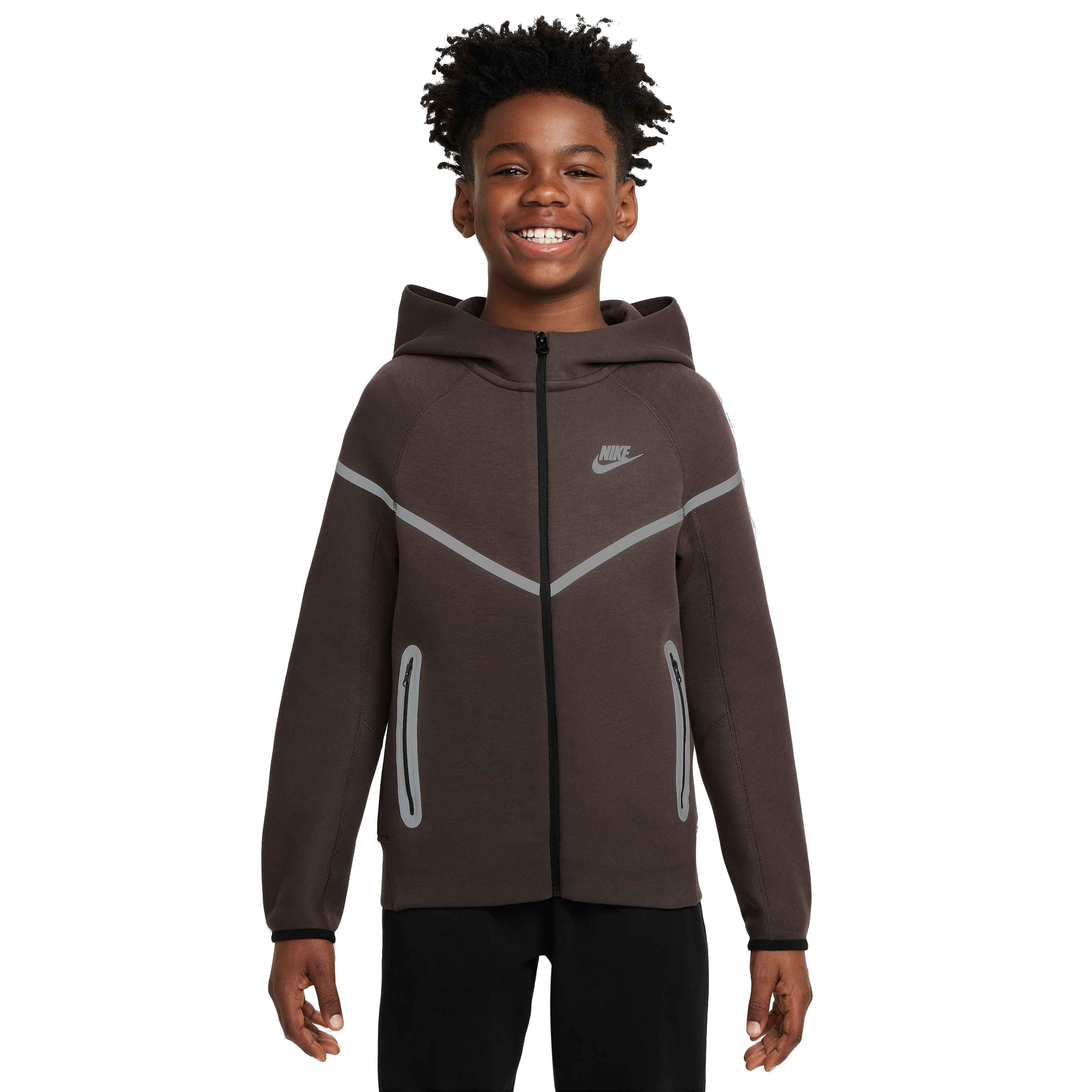 Nike Big Boys' Sportswear Tech Fleece Reflective Full-Zip Jacket -Brown - BROWN