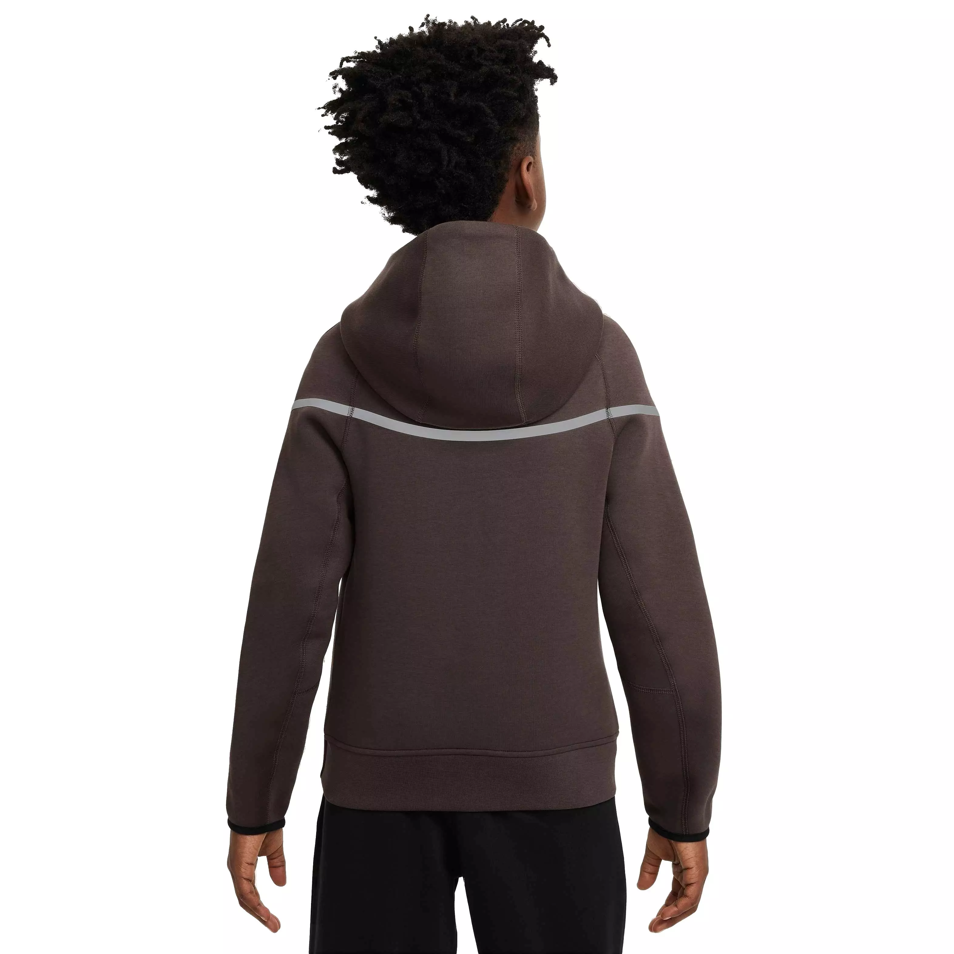 Nike Big Boys' Sportswear Tech Fleece Reflective Full-Zip Jacket -Brown - BROWN