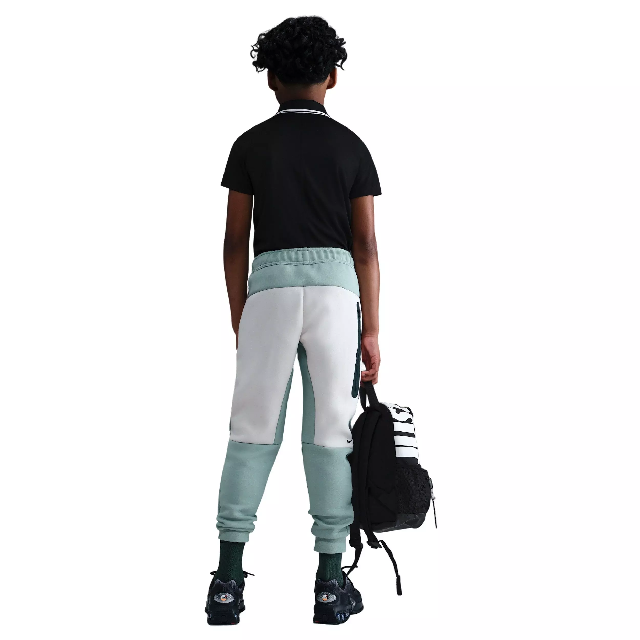 Nike Big Boys' Sportswear Tech Fleece Joggers - Grey/Green - GREY/GREEN