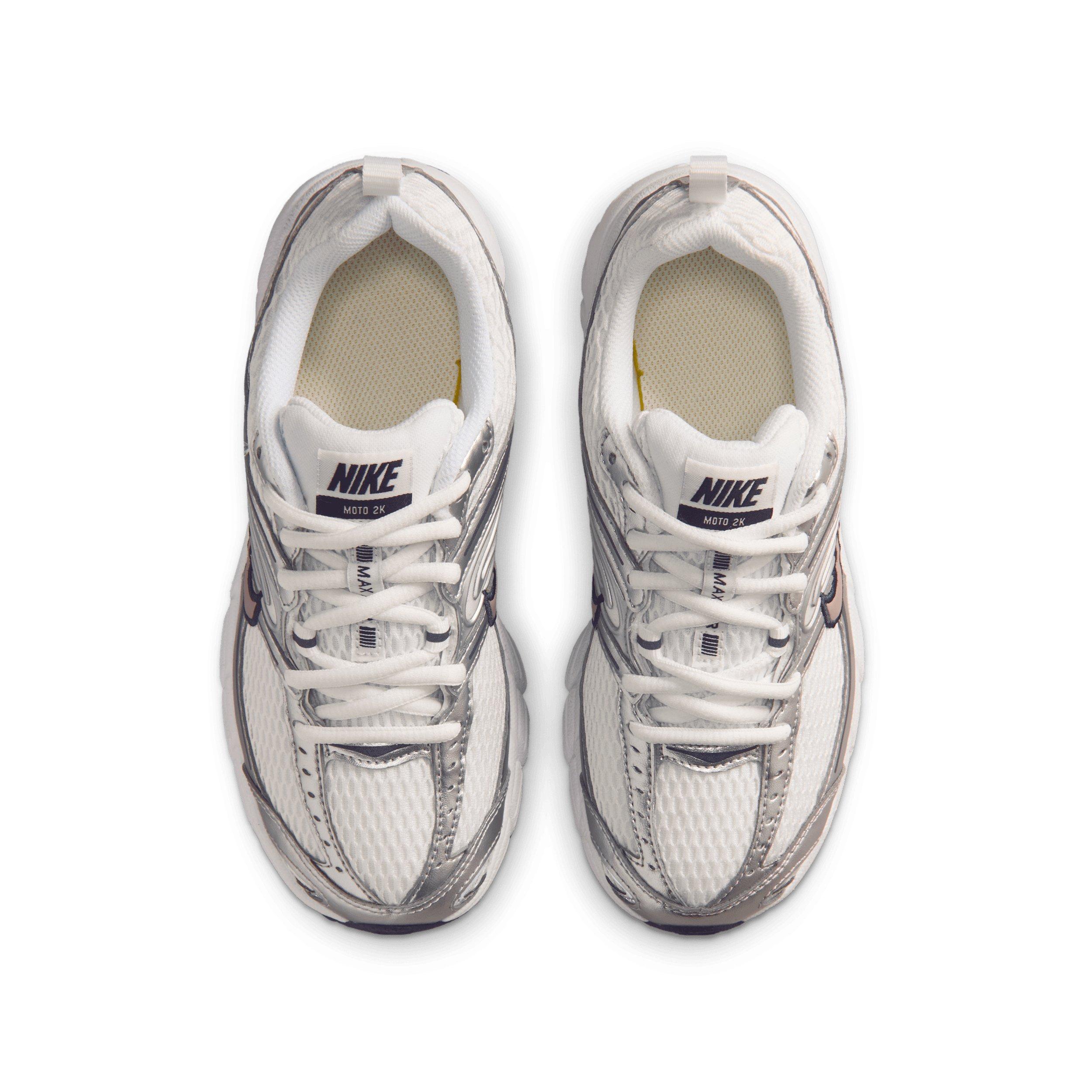 Nike Air Max Moto 2K "Summit White/Purple Dynasty/Silver/Light Violet Ore" Grade School Girls' Shoe - WHITE/PURPLE/SILVER/LT VIOLET Thumbnail View 4