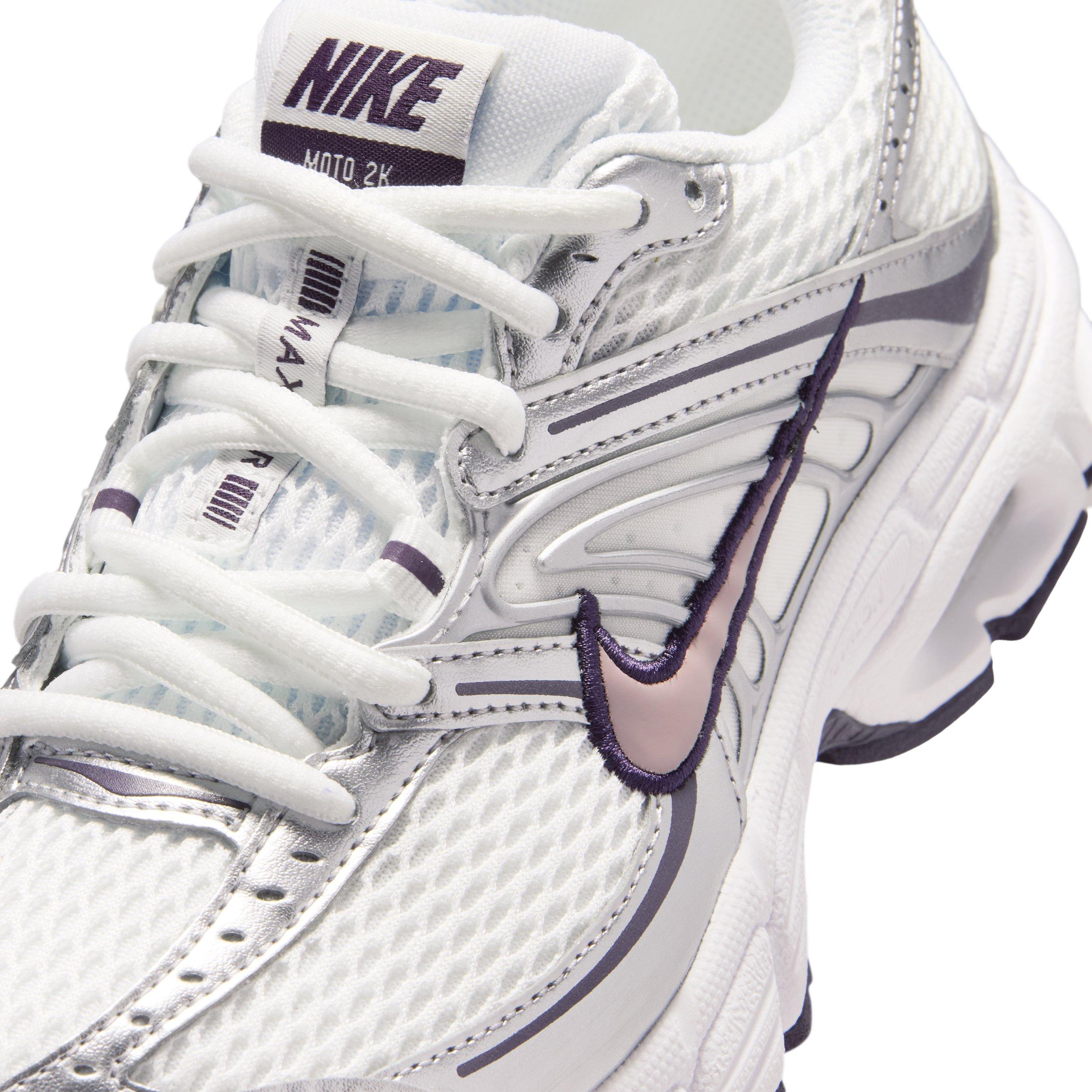 Nike Air Max Moto 2K "Summit White/Purple Dynasty/Silver/Light Violet Ore" Grade School Girls' Shoe - WHITE/PURPLE/SILVER/LT VIOLET Thumbnail View 7