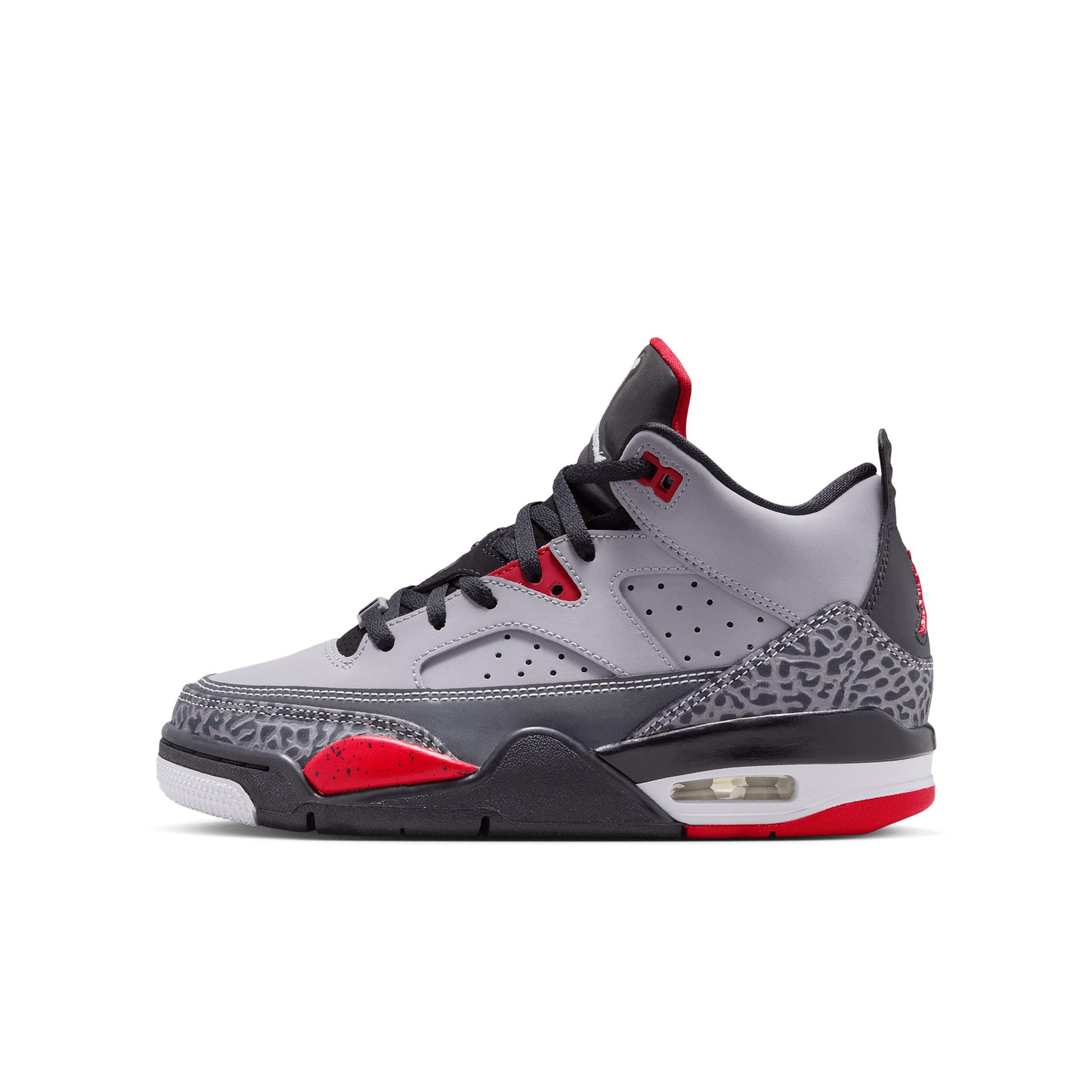 Jordan Son of Mars Low "Cement Grey/Black/Fire Red/White" Grade School Boys' Shoe - GREY/BLACK/RED/WHITE Thumbnail View 2