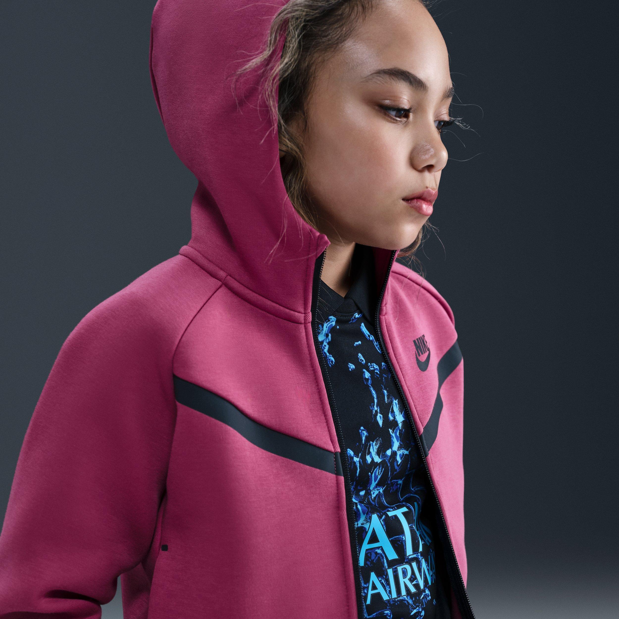Nike Sportswear Tech Fleece Full-Zip Big Girls' Purple Hooded Jacket
