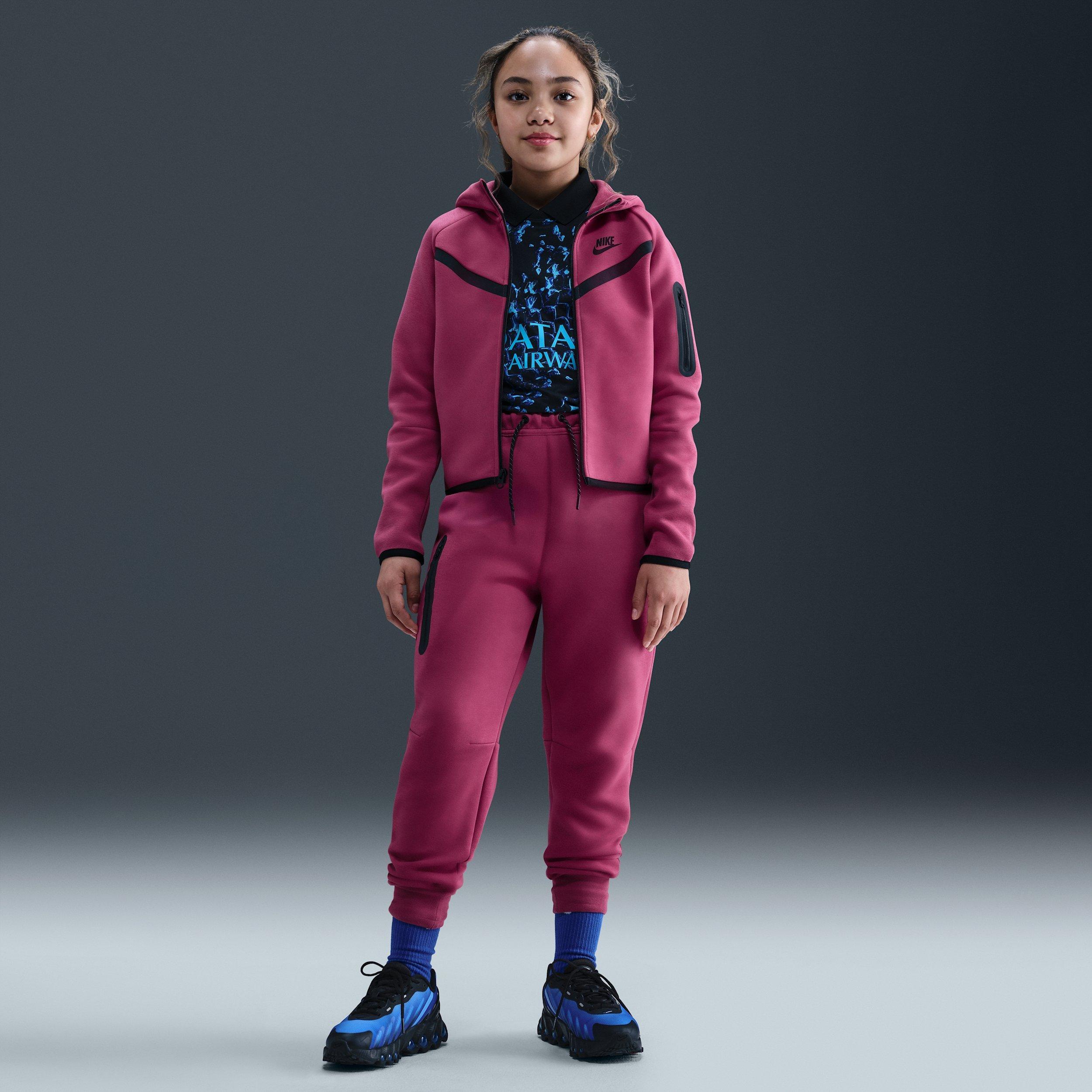 Nike Sportswear Tech Fleece Full-Zip Big Girls' Purple Hooded Jacket