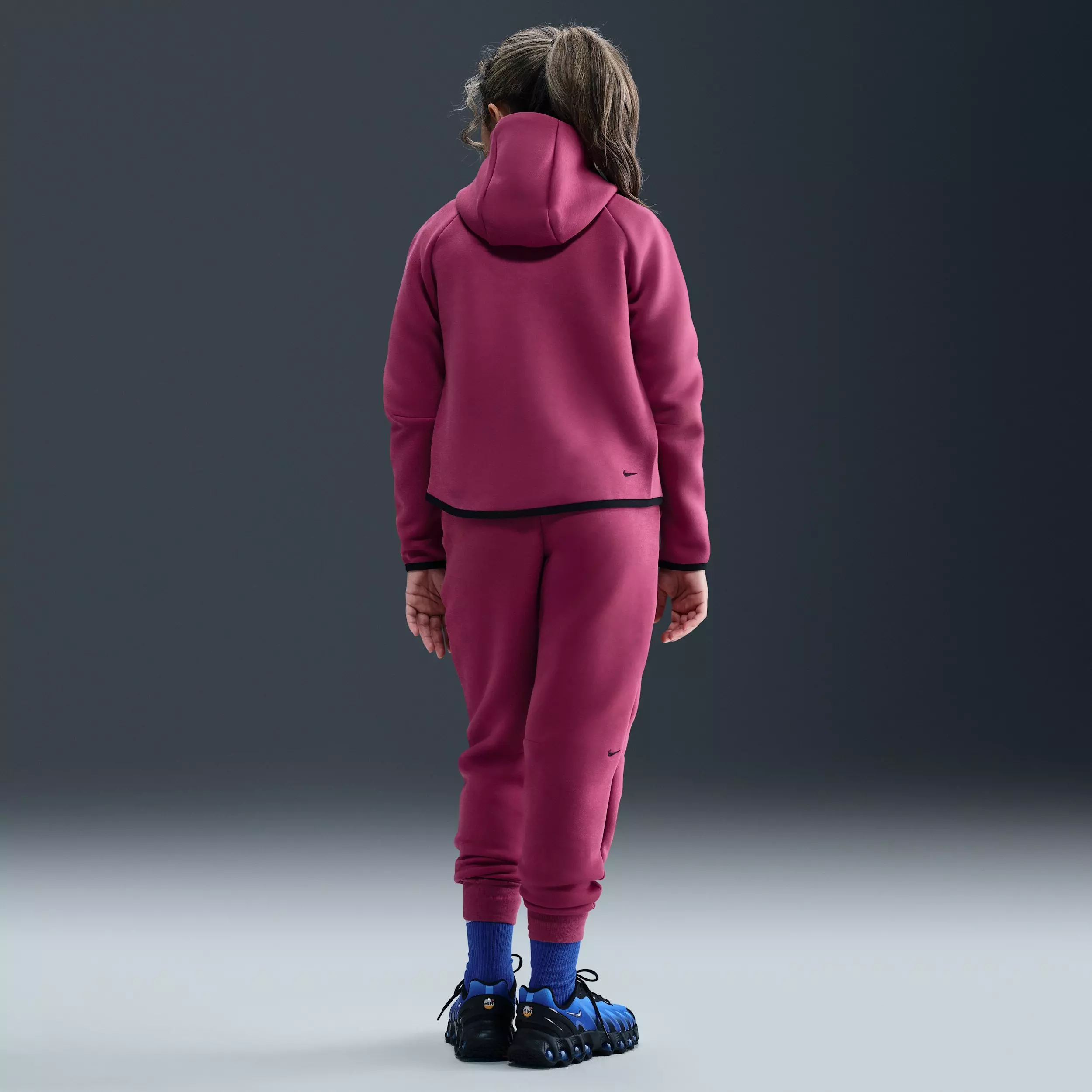 Nike Big Girls' Sportswear Tech Fleece Full-Zip Hooded Jacket - Purple - PURPLE