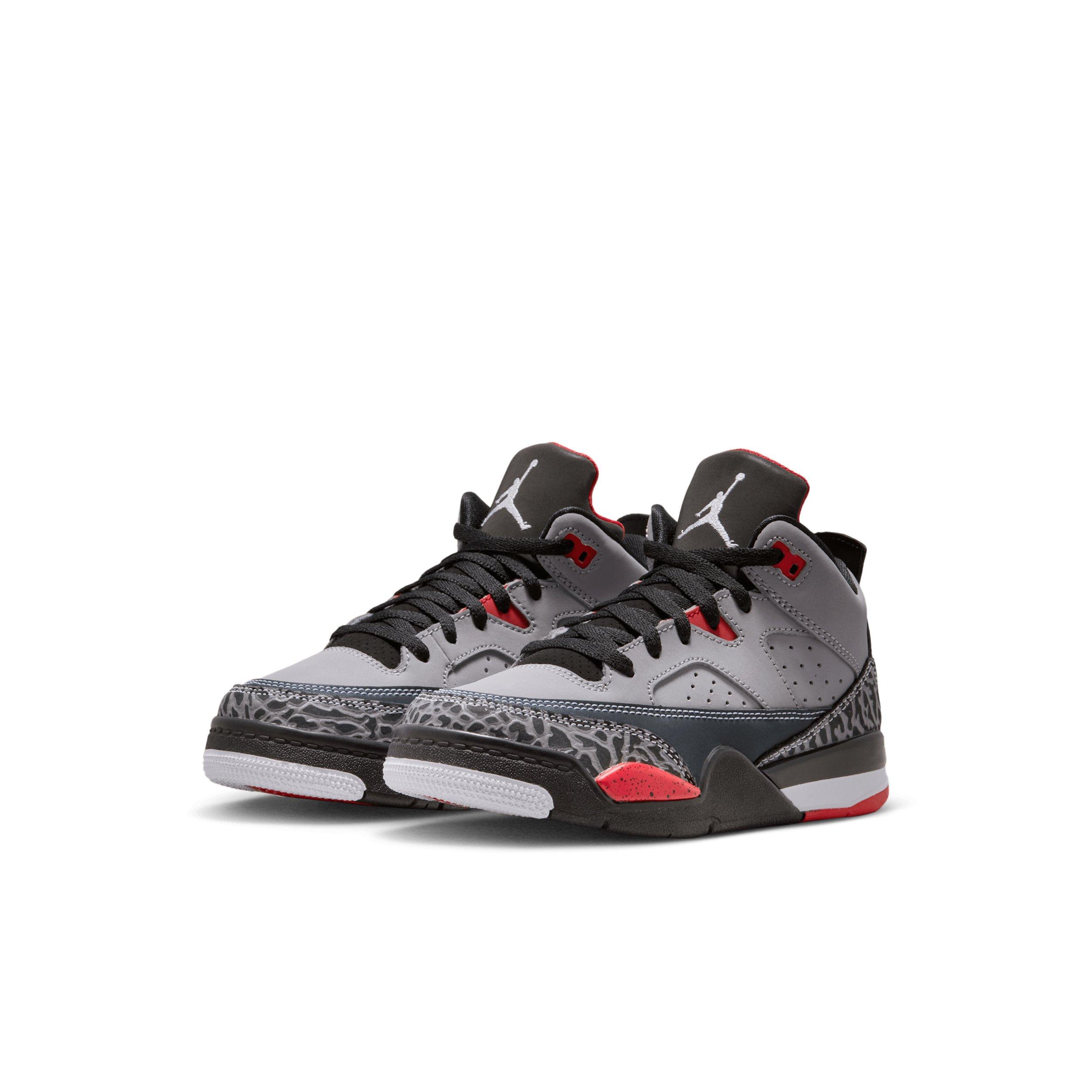 Jordan Son of Mars Low "Cement Grey/Black/Fire Red/White" Preschool Boys' Shoe - GREY/BLACK/RED/WHITE Thumbnail View 3