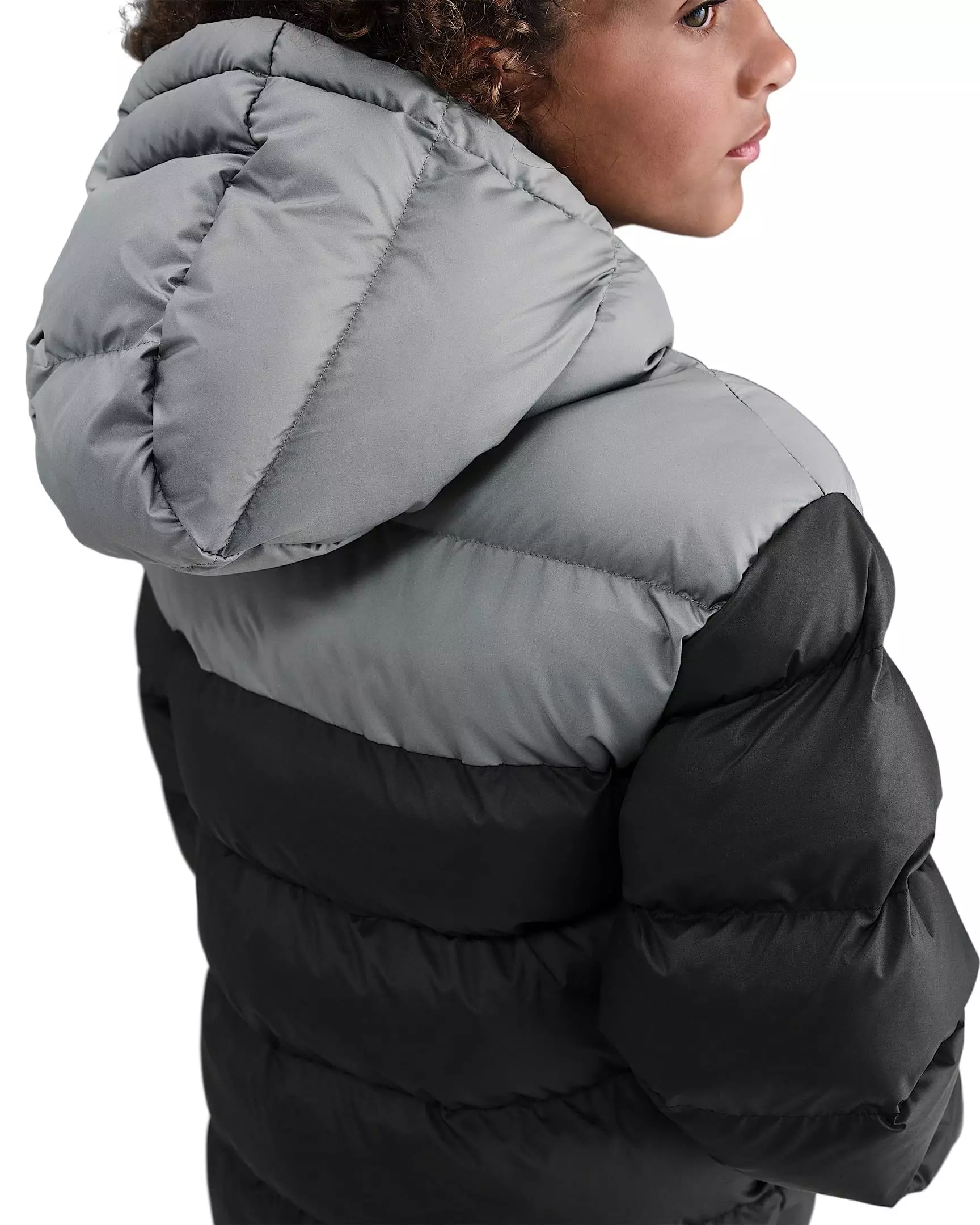 Nike Big Kids' Sportswear All Day Play Colorblock Therma-FIT Loose-Fit Puffer Jacket - Black - BLACK