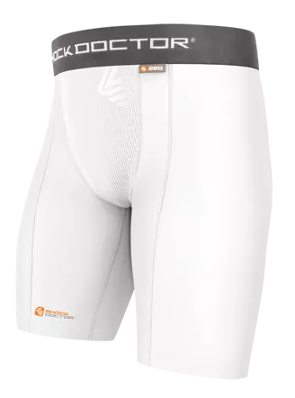 Shock Doctor Boys' Compression Short With Cup Pocket - WHITE