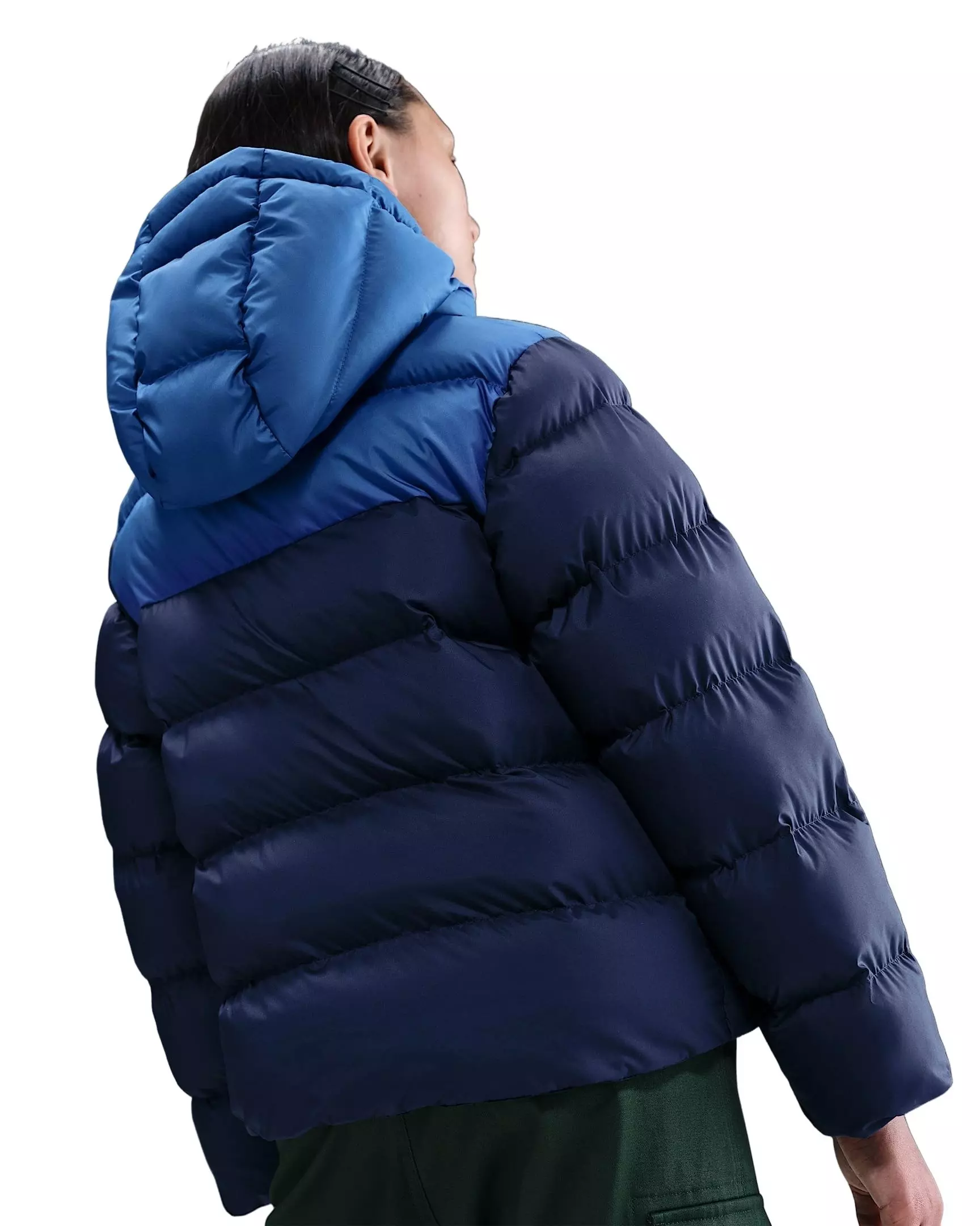 Nike Big Kids' Sportswear All Day Play Colorblock Therma-FIT Loose-Fit Puffer Jacket - Blue - BLUE