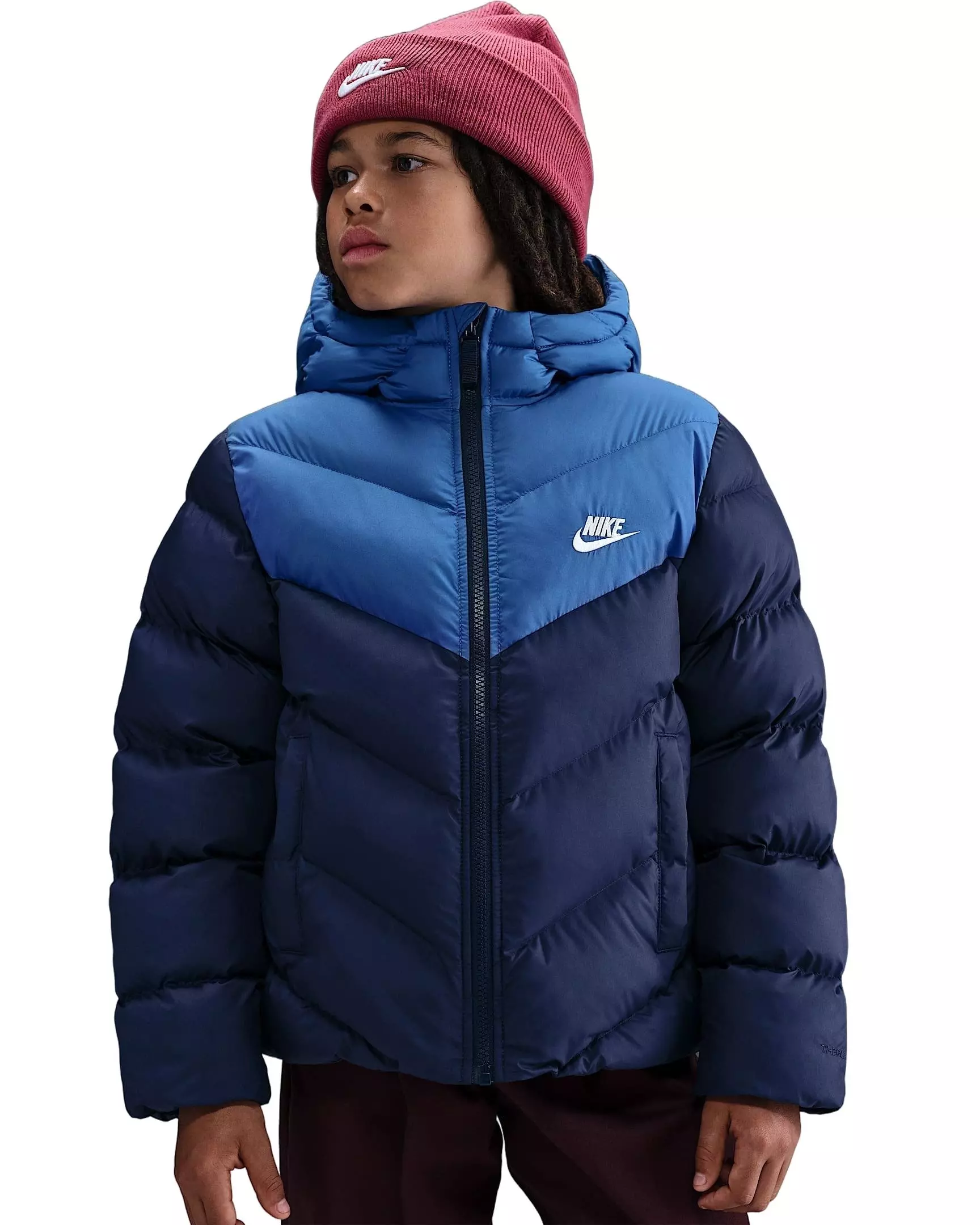 Nike Big Kids' Sportswear All Day Play Colorblock Therma-FIT Loose-Fit Puffer Jacket - Blue - BLUE