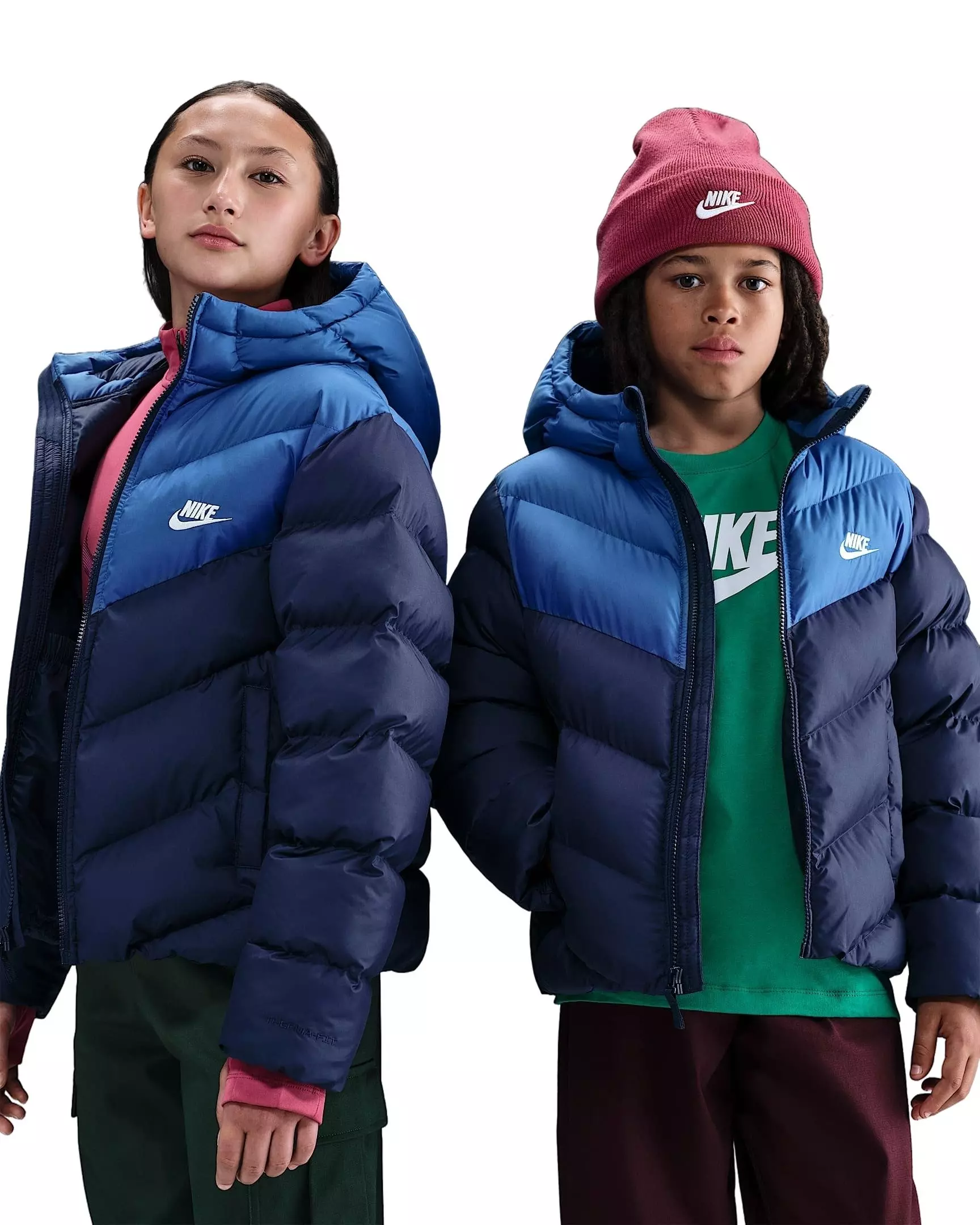 Nike Big Kids' Sportswear All Day Play Colorblock Therma-FIT Loose-Fit Puffer Jacket - Blue - BLUE