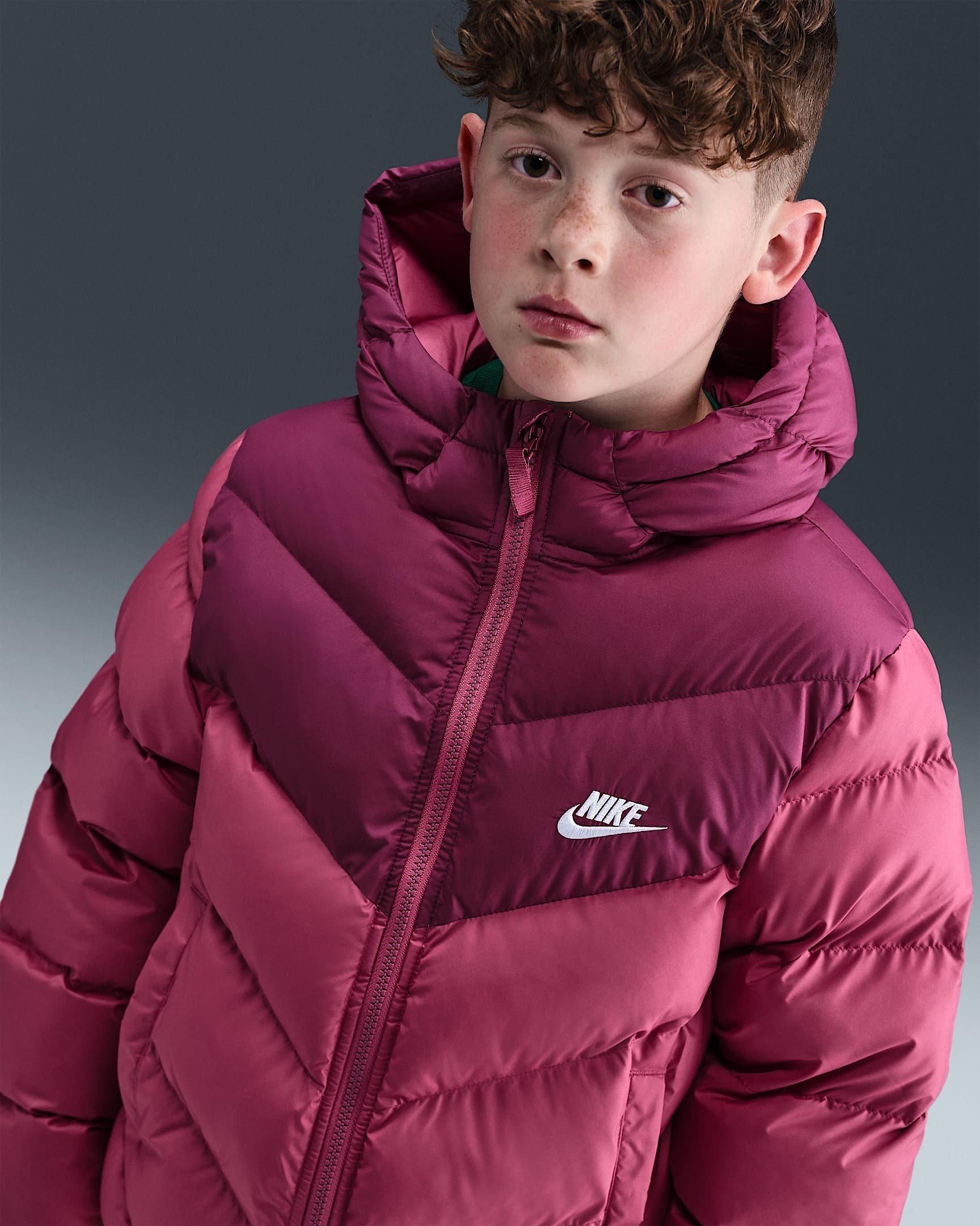 Nike Sportswear All Day Play Colorblock Therma-FIT Loose-Fit Big Kids' Purple Puffer Jacket