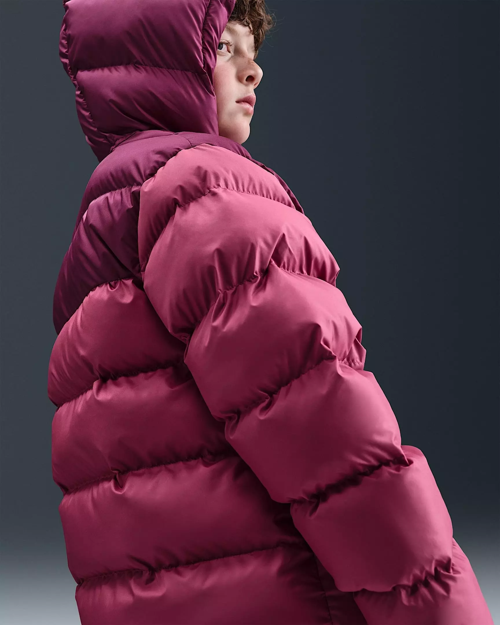 Nike Big Kids' Sportswear All Day Play Colorblock Therma-FIT Loose-Fit Puffer Jacket - Purple - PURPLE