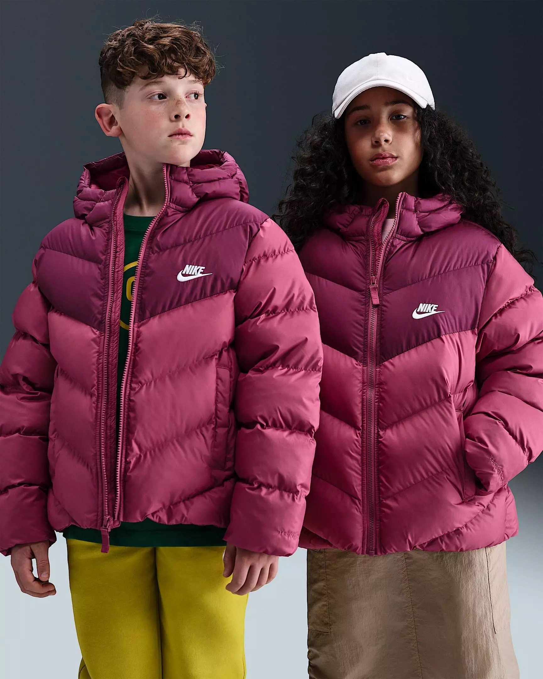 Nike Big Kids' Sportswear All Day Play Colorblock Therma-FIT Loose-Fit Puffer Jacket - Purple - PURPLE