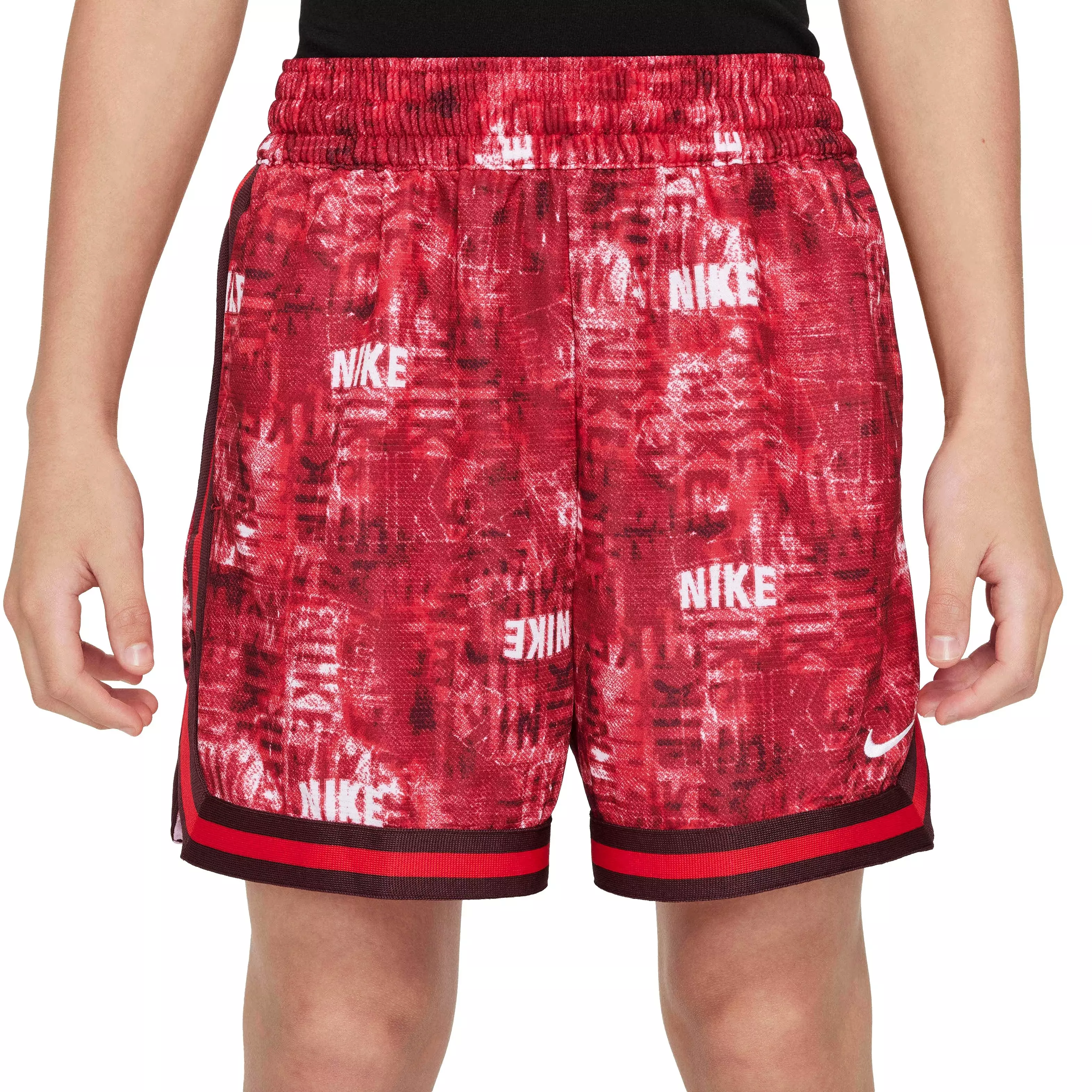 Nike Big Boys' Dri-FIT DNA 24 Short AOP Basketball Shorts -Red/White - RED/WHITE