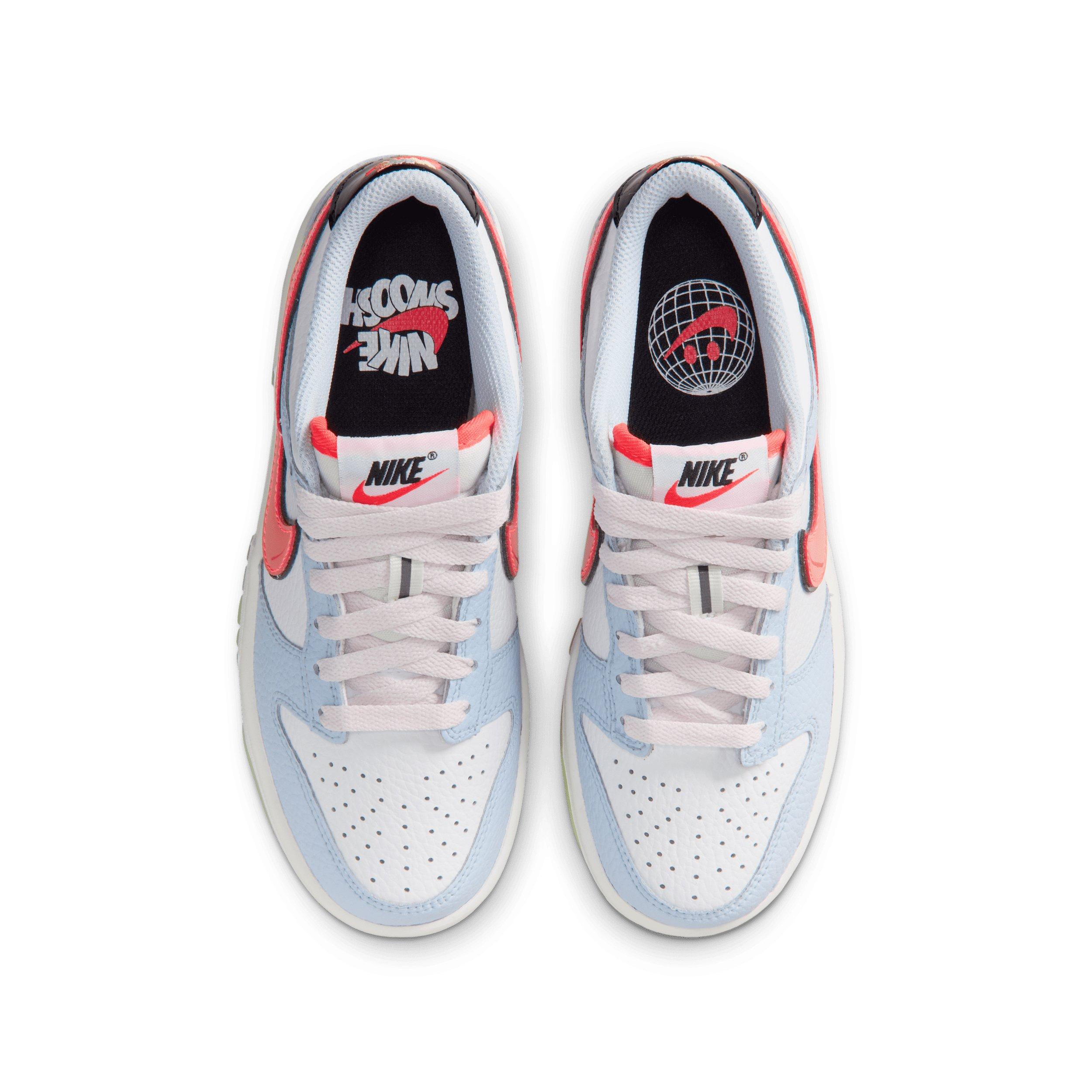 Nike Dunk Low "White/Hydrogen Blue/Black/Flash Crimson" Grade School Boys' Shoe - WHITE/BLUE/BLACK/CRIMSON Thumbnail View 4