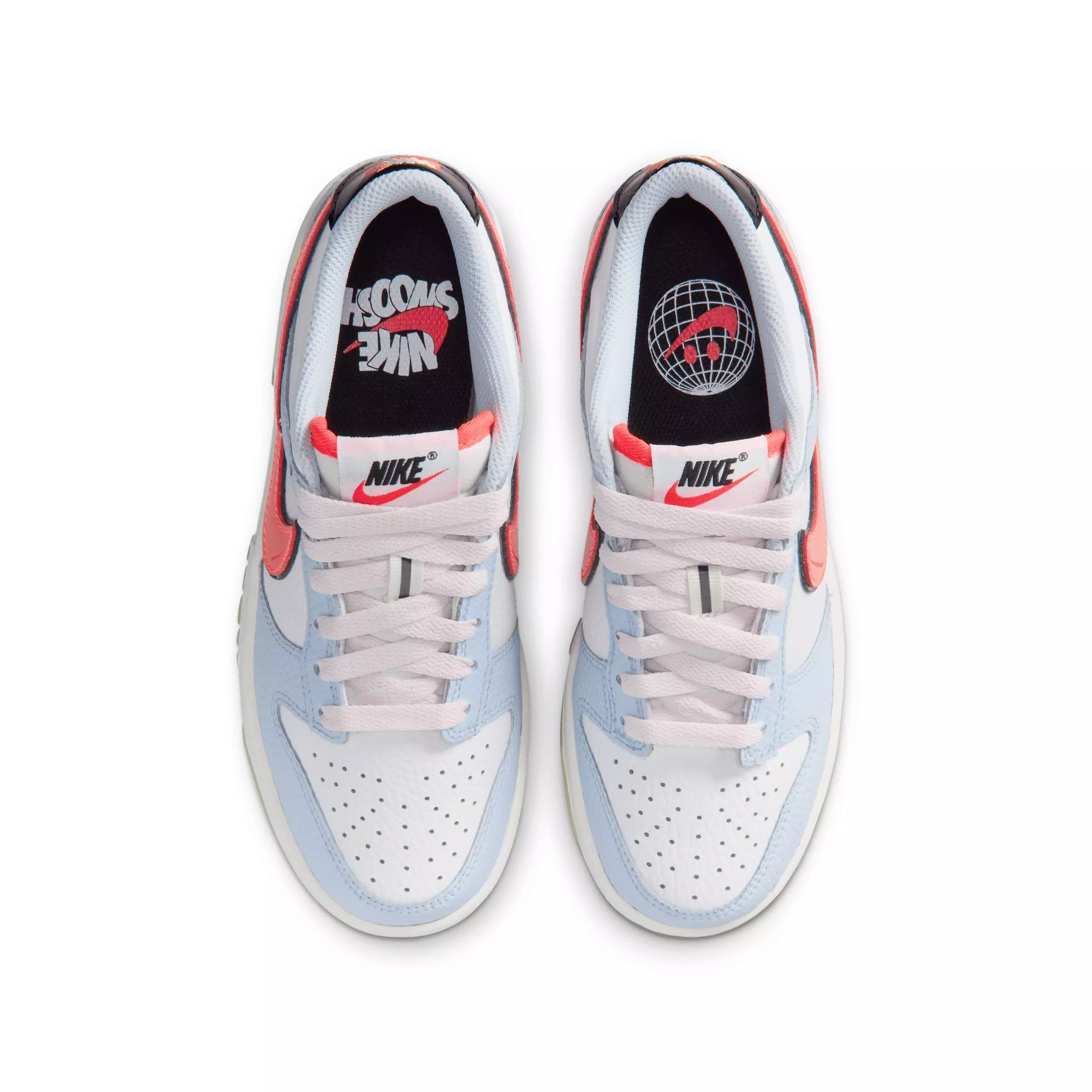 Nike Dunk Low "White/Hydrogen Blue/Black/Flash Crimson" Grade School Boys' Shoe - WHITE/BLUE/BLACK/CRIMSON