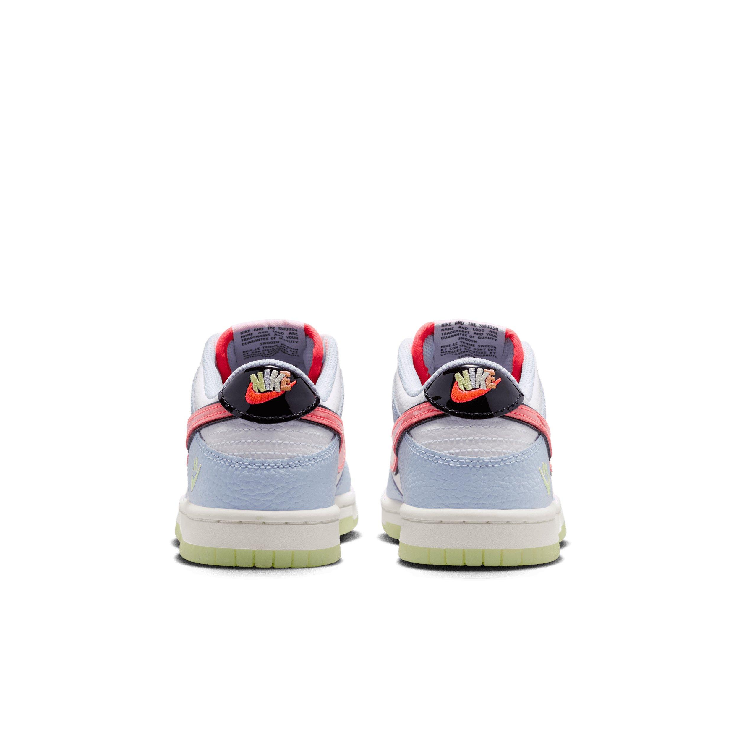 Nike Dunk Low "White/Hydrogen Blue/Black/Flash Crimson" Grade School Boys' Shoe - WHITE/BLUE/BLACK/CRIMSON Thumbnail View 5