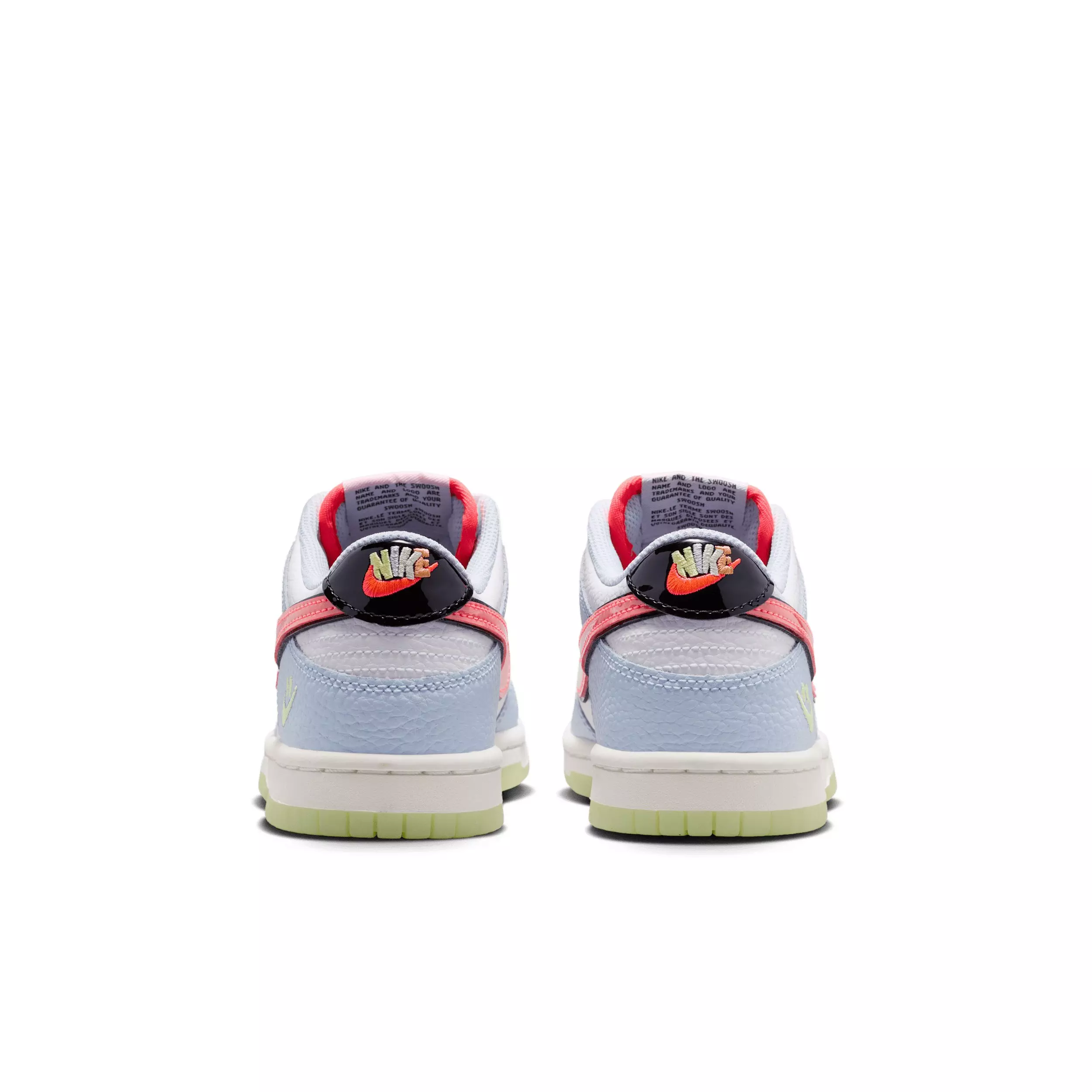 Nike Dunk Low "White/Hydrogen Blue/Black/Flash Crimson" Grade School Boys' Shoe - WHITE/BLUE/BLACK/CRIMSON