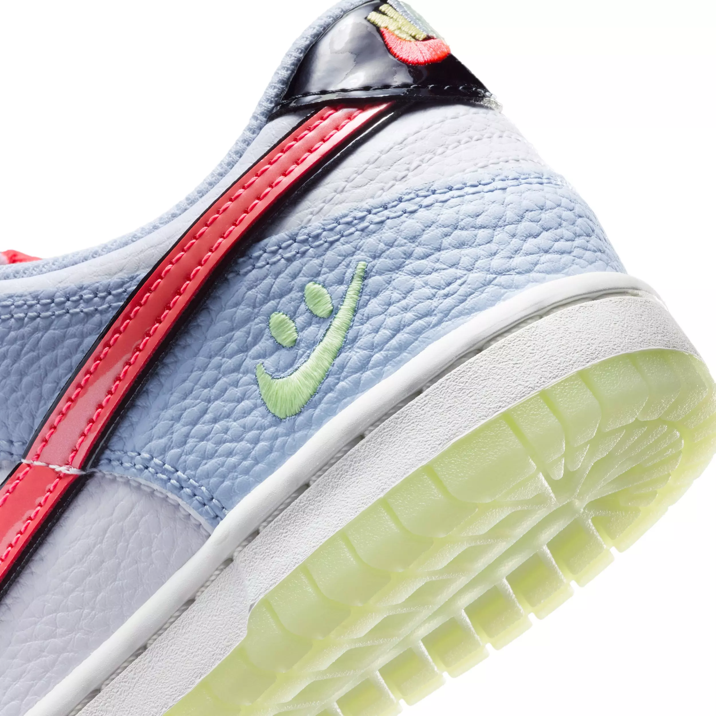 Nike Dunk Low "White/Hydrogen Blue/Black/Flash Crimson" Grade School Boys' Shoe - WHITE/BLUE/BLACK/CRIMSON