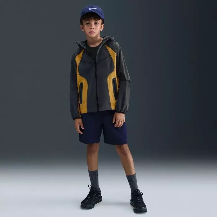 Nike Big Boys' Tech Woven Jacket - Grey/Yellow - GREY/YELLOW