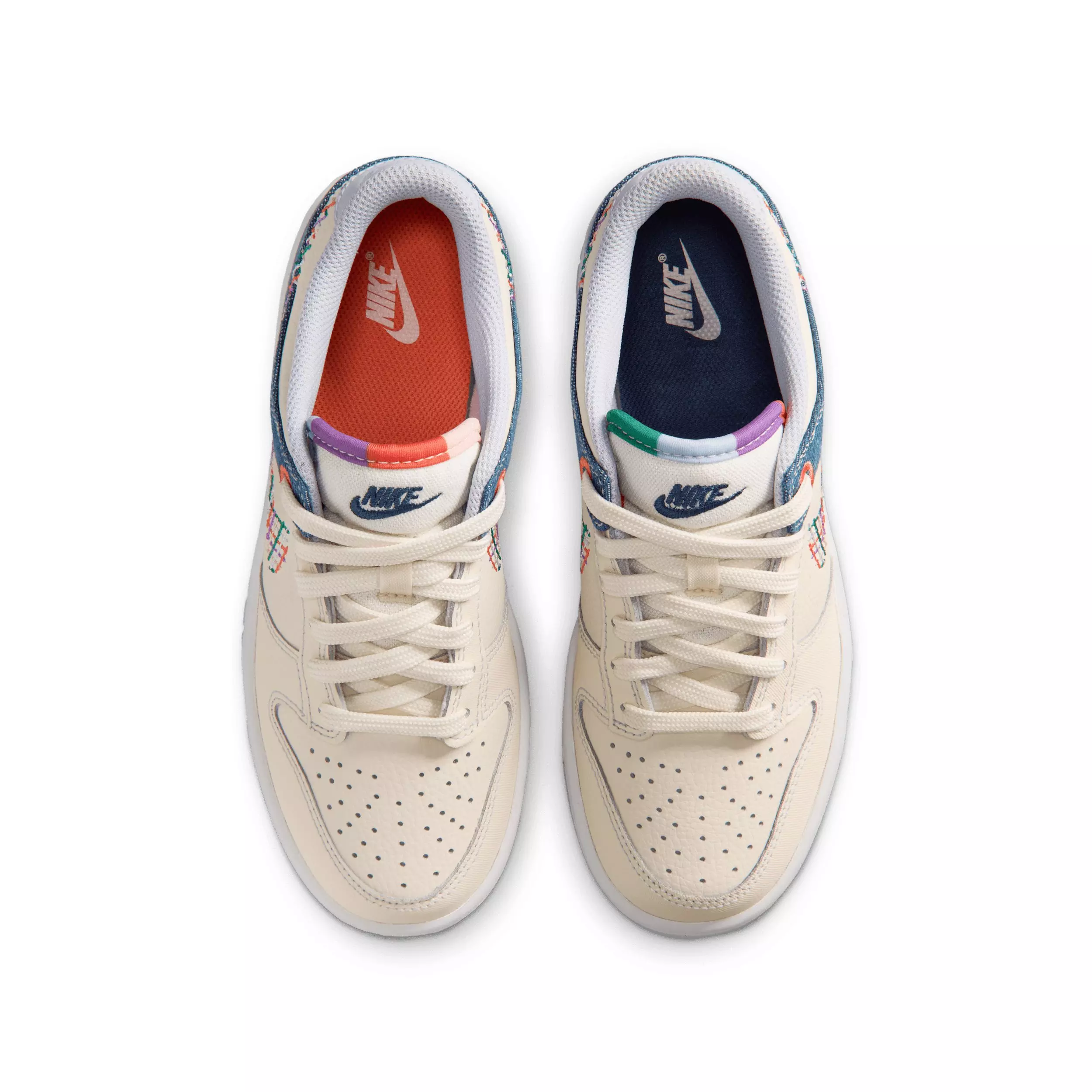 Nike Dunk Low "Soft Pearl/Blue Denim/Midnight Navy/Multi-Color" Grade School Girls' Shoe - PEARL/BLUE/NAVY/MULTICOLOR