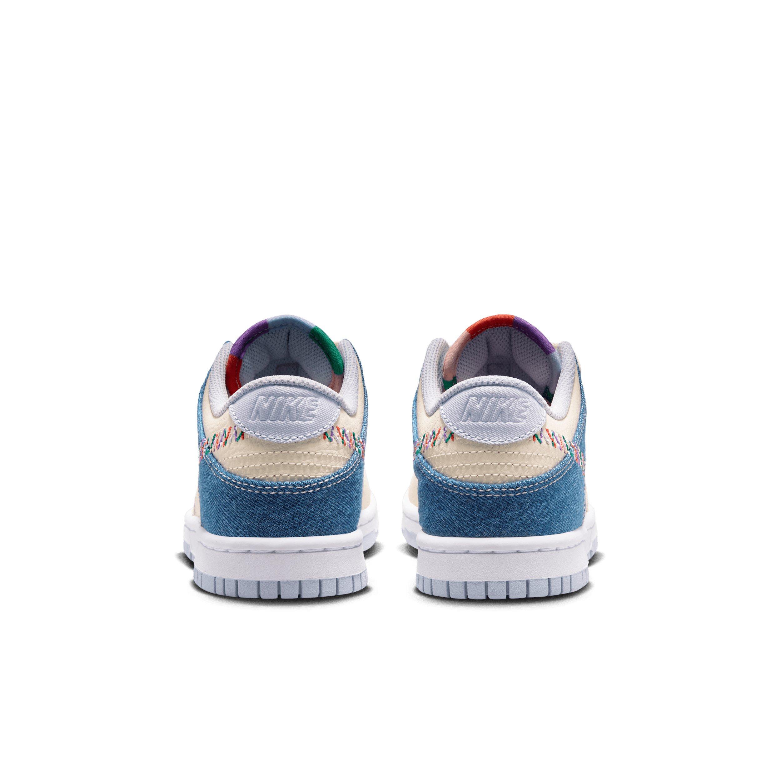 Nike Dunk Low "Soft Pearl/Blue Denim/Midnight Navy/Multi-Color" Grade School Girls' Shoe - PEARL/BLUE/NAVY/MULTICOLOR Thumbnail View 5