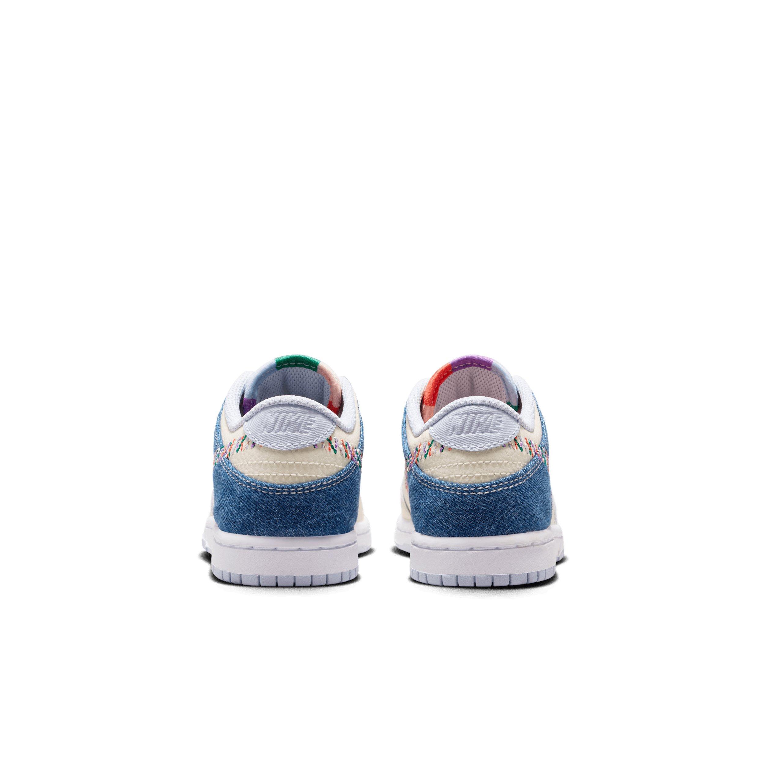 Nike Dunk Low "Soft Pearl/Blue Denim/Midnight Navy/Multi-Color" Preschool Girls' Shoe - PEARL/BLUE/NAVY/MULTICOLOR Thumbnail View 5