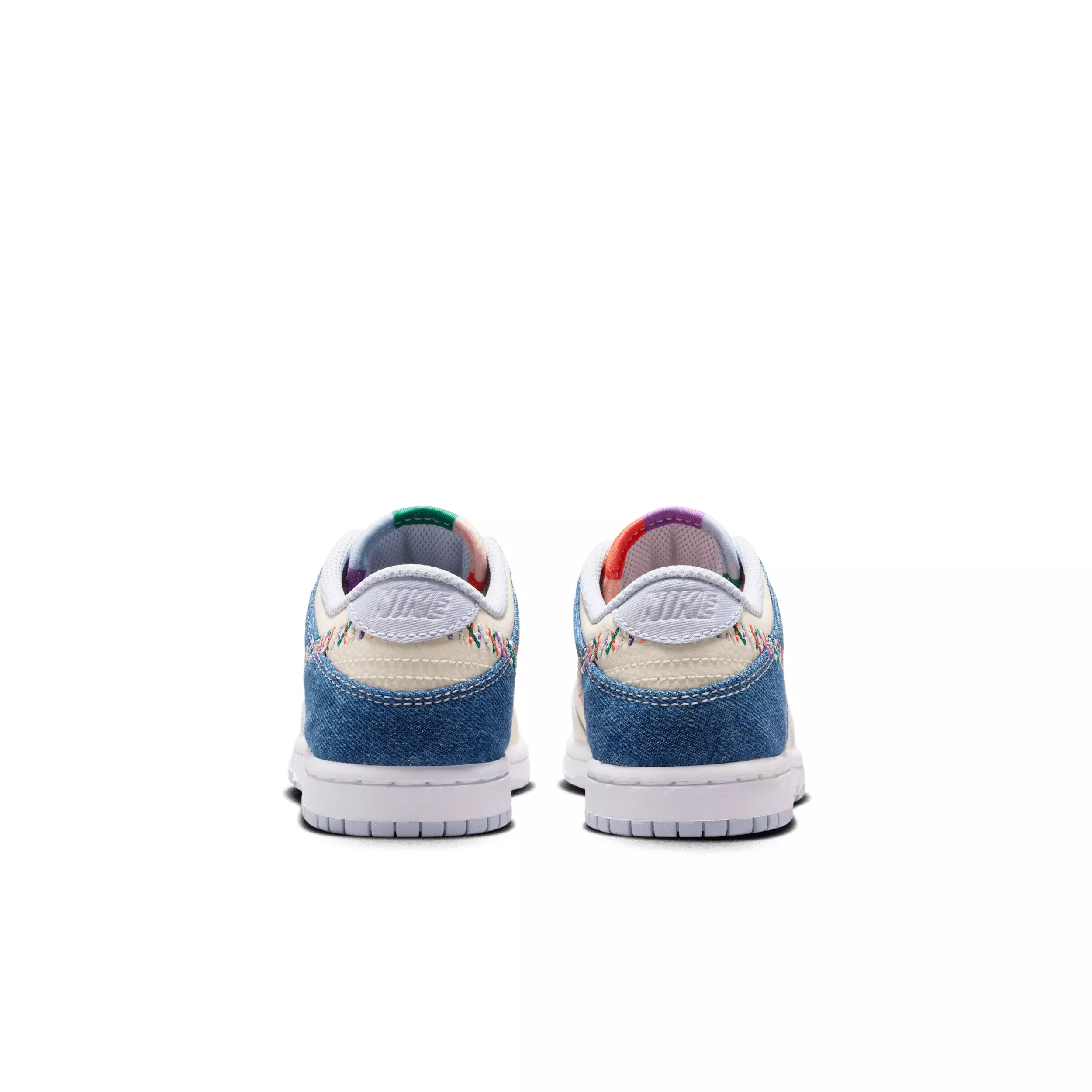 Nike Dunk Low "Soft Pearl/Blue Denim/Midnight Navy/Multi-Color" Preschool Girls' Shoe - PEARL/BLUE/NAVY/MULTICOLOR