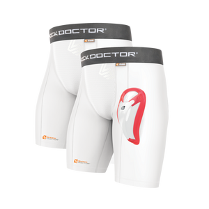 Shock Doctor Men's 2-Pack Core Compression Short with Bio-Flex Cup - White - WHITE