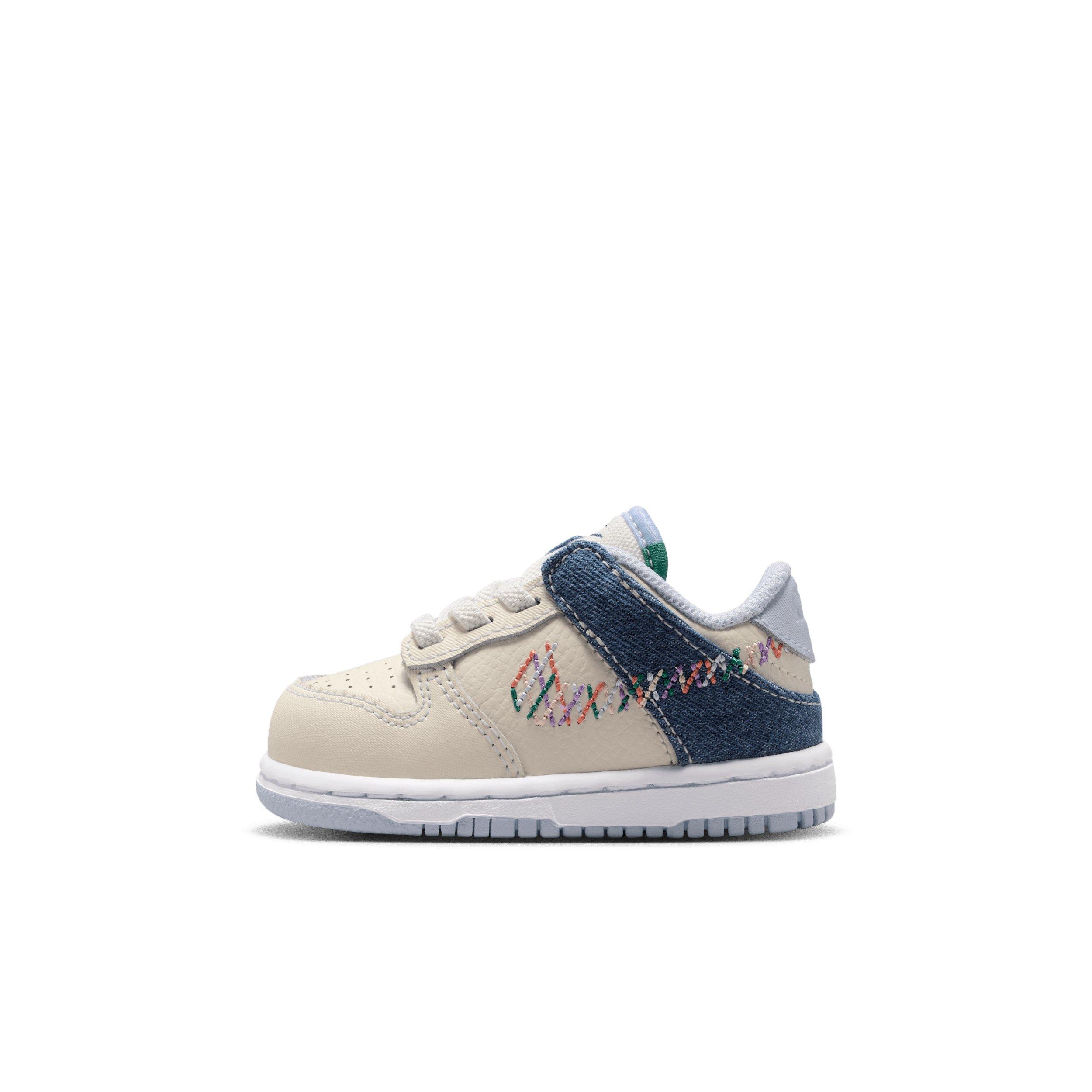 Nike Dunk Low "Soft Pearl/Blue Denim/Midnight Navy/Multi-Color" Infant Girls' Shoe - PEARL/BLUE/NAVY/MULTICOLOR Thumbnail View 2