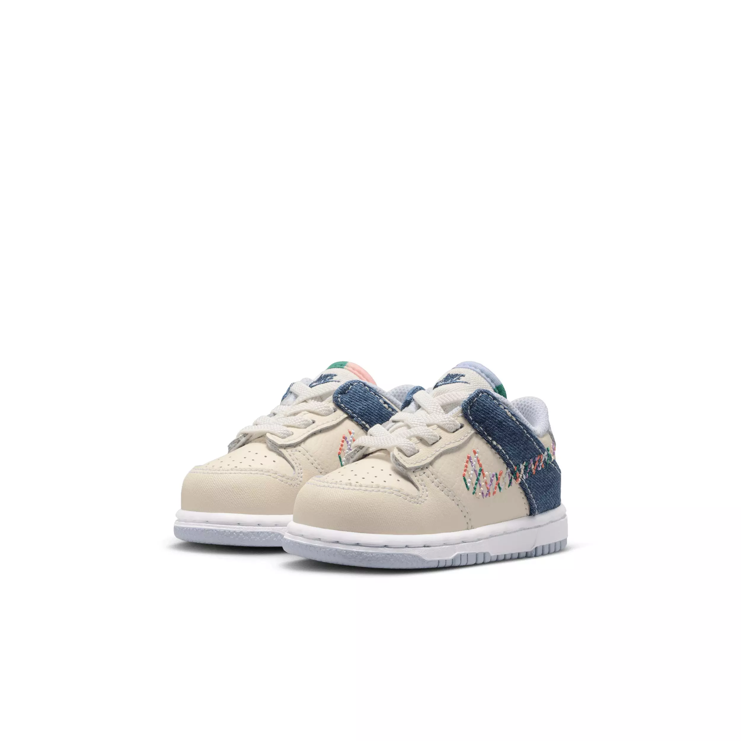 Nike Dunk Low "Soft Pearl/Blue Denim/Midnight Navy/Multi-Color" Infant Girls' Shoe - PEARL/BLUE/NAVY/MULTICOLOR