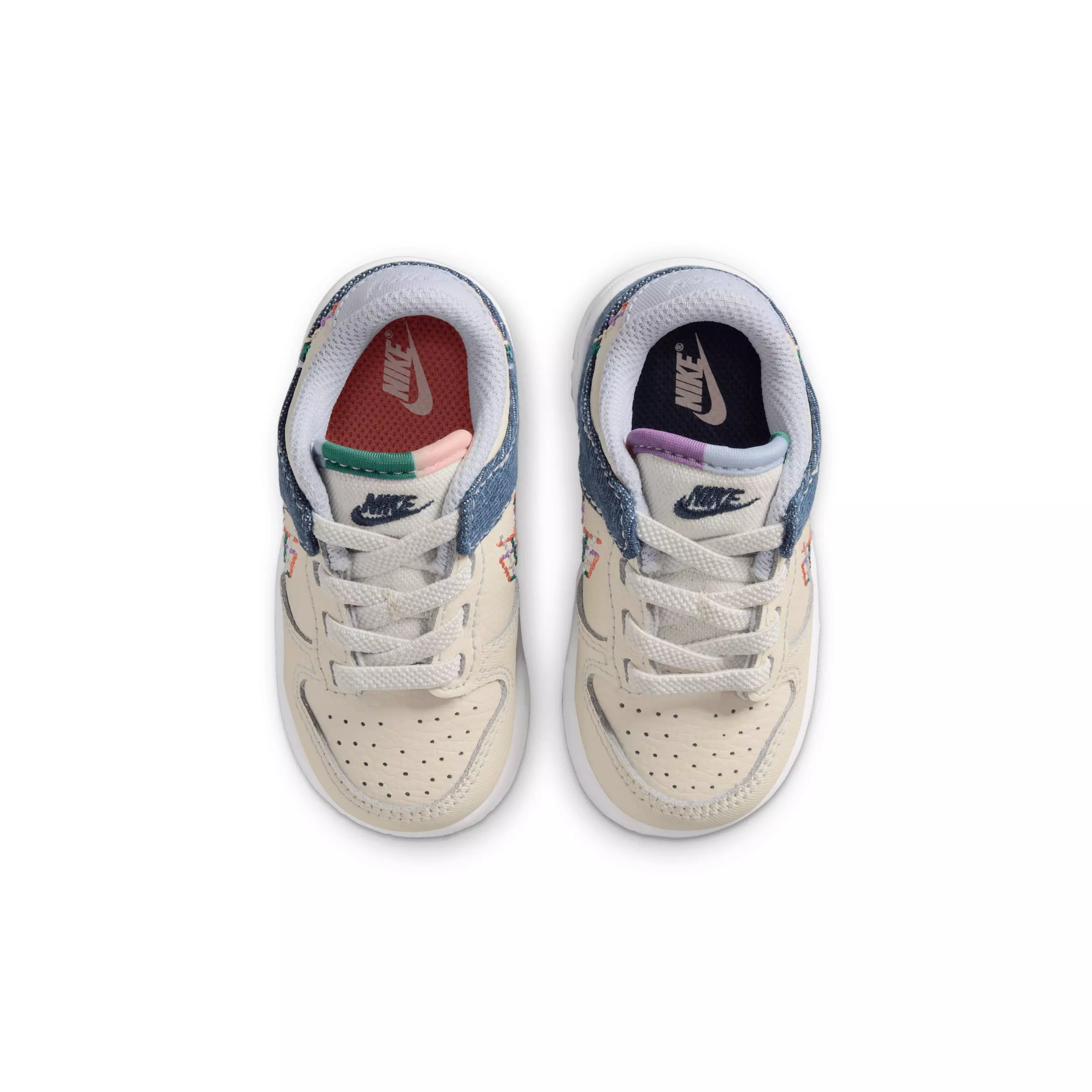 Nike Dunk Low "Soft Pearl/Blue Denim/Midnight Navy/Multi-Color" Infant Girls' Shoe - PEARL/BLUE/NAVY/MULTICOLOR