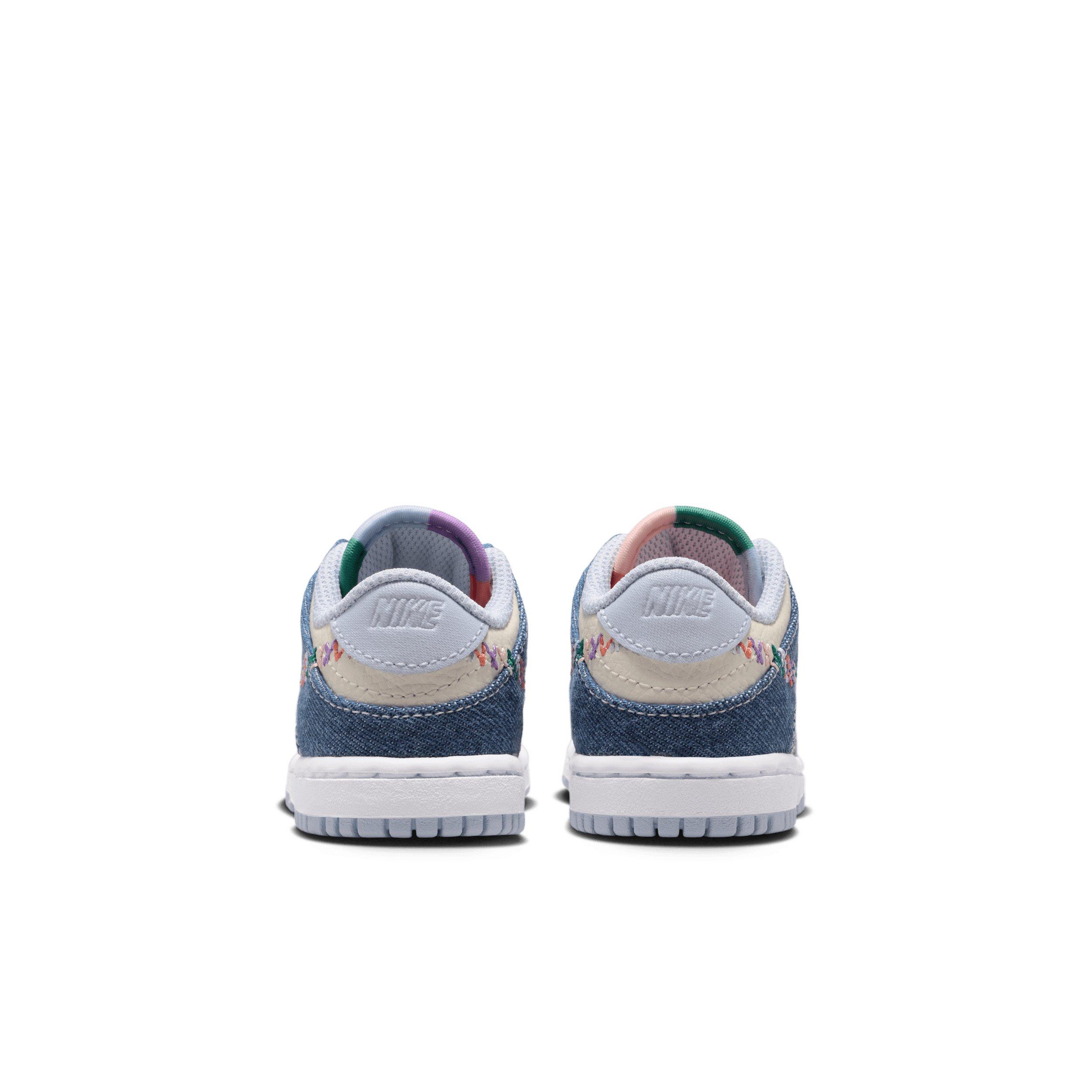 Nike Dunk Low "Soft Pearl/Blue Denim/Midnight Navy/Multi-Color" Infant Girls' Shoe - PEARL/BLUE/NAVY/MULTICOLOR Thumbnail View 5