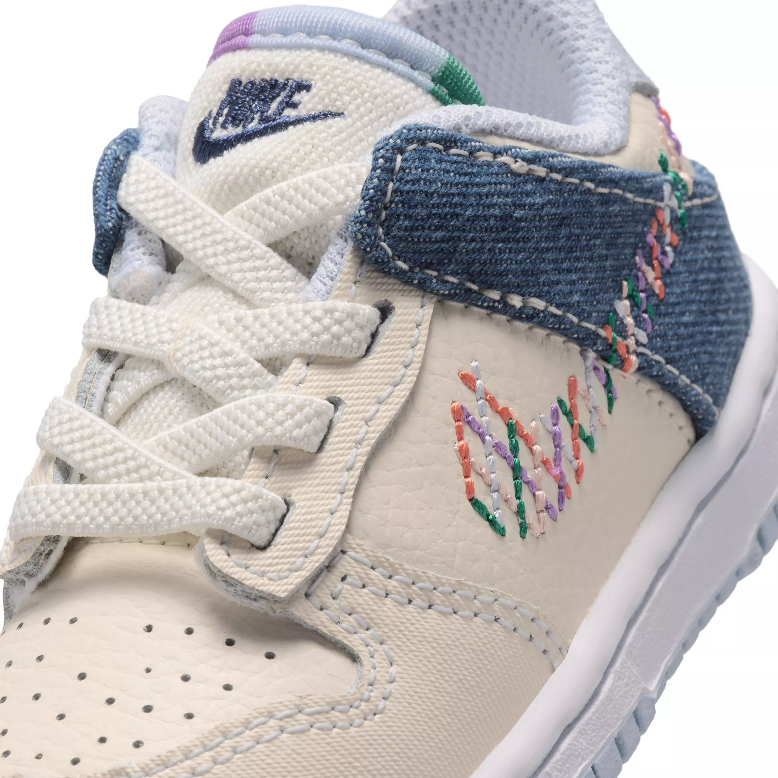 Nike Dunk Low "Soft Pearl/Blue Denim/Midnight Navy/Multi-Color" Infant Girls' Shoe - PEARL/BLUE/NAVY/MULTICOLOR