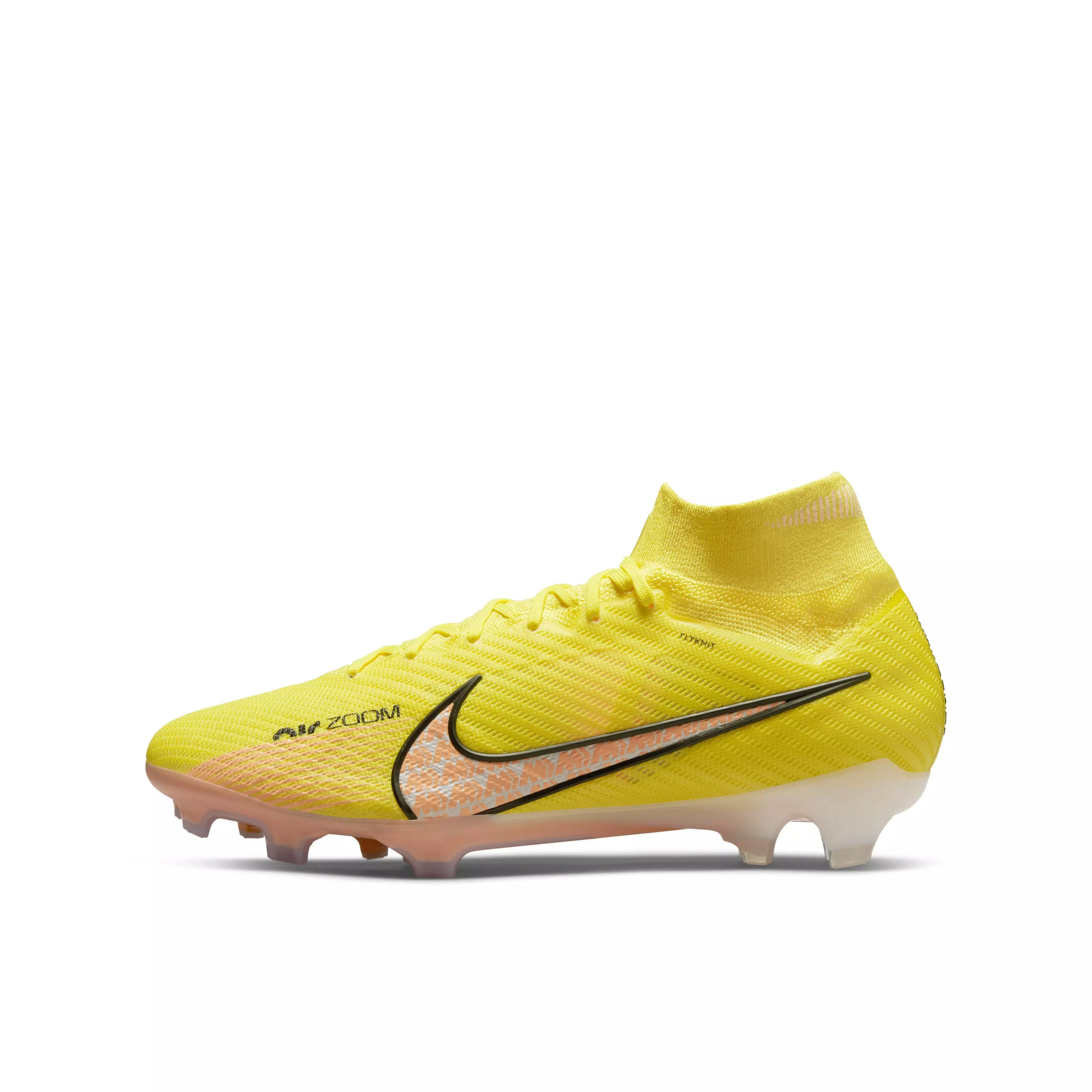 Nike Zoom Mercurial Superfly 9 Elite FG "Yellow Strike/Sunset Glow/Barely Grape" Grade School Kids' Soccer Cleat - YELLOW/SUNSET/GRAPE