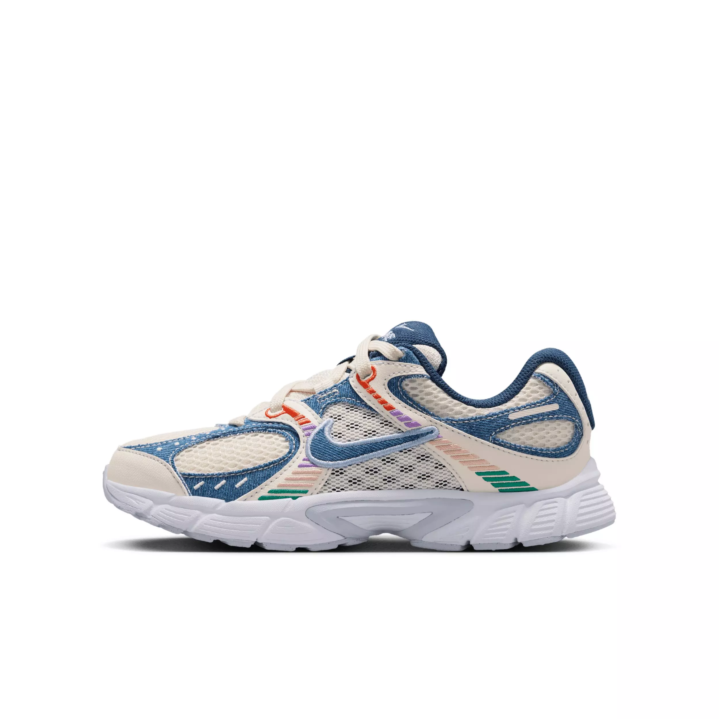Nike V5 RNR "Soft Pearl/Blue Denim/Malachite/Midnight Navy" Grade School Girls' Shoe - PEARL/BLUE/MALACHITE/NAVY