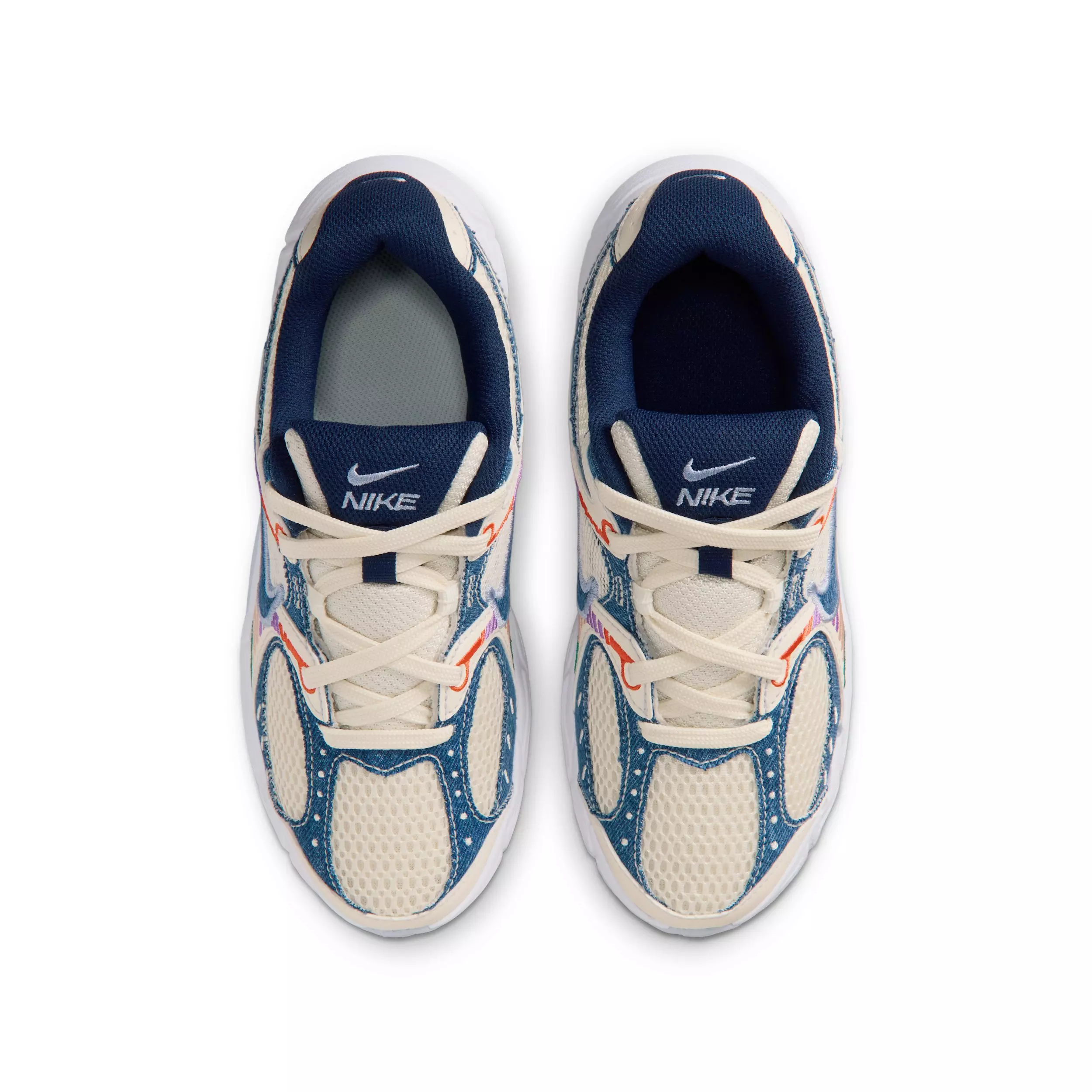 Nike V5 RNR "Soft Pearl/Blue Denim/Malachite/Midnight Navy" Grade School Girls' Shoe - PEARL/BLUE/MALACHITE/NAVY