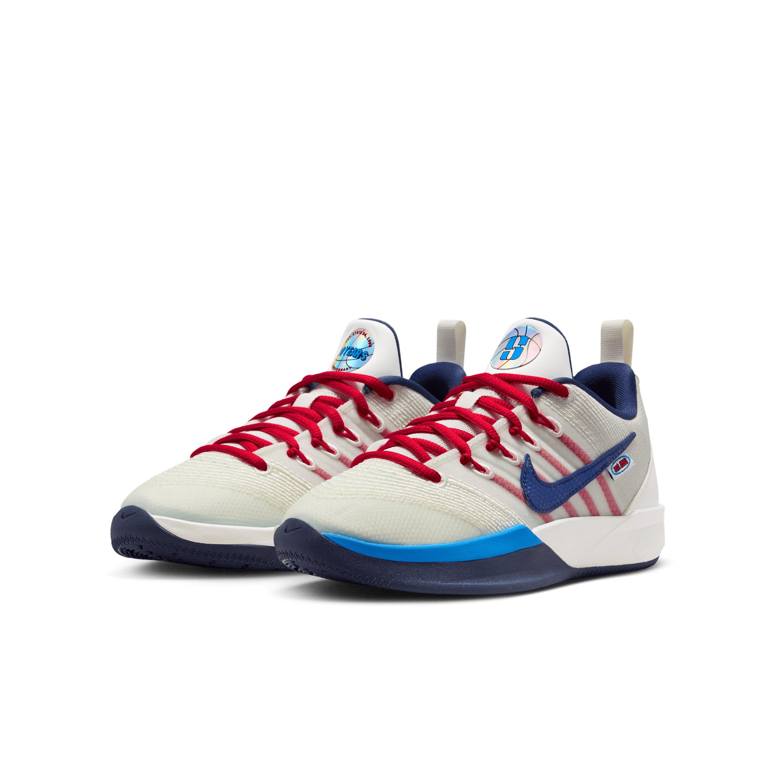 Nike Sabrina 3 "Atom Red/Photo Blue" Grade School Kids' Basketball Shoe - SAIL/RED/LT BLUE/NAVY Thumbnail View 5