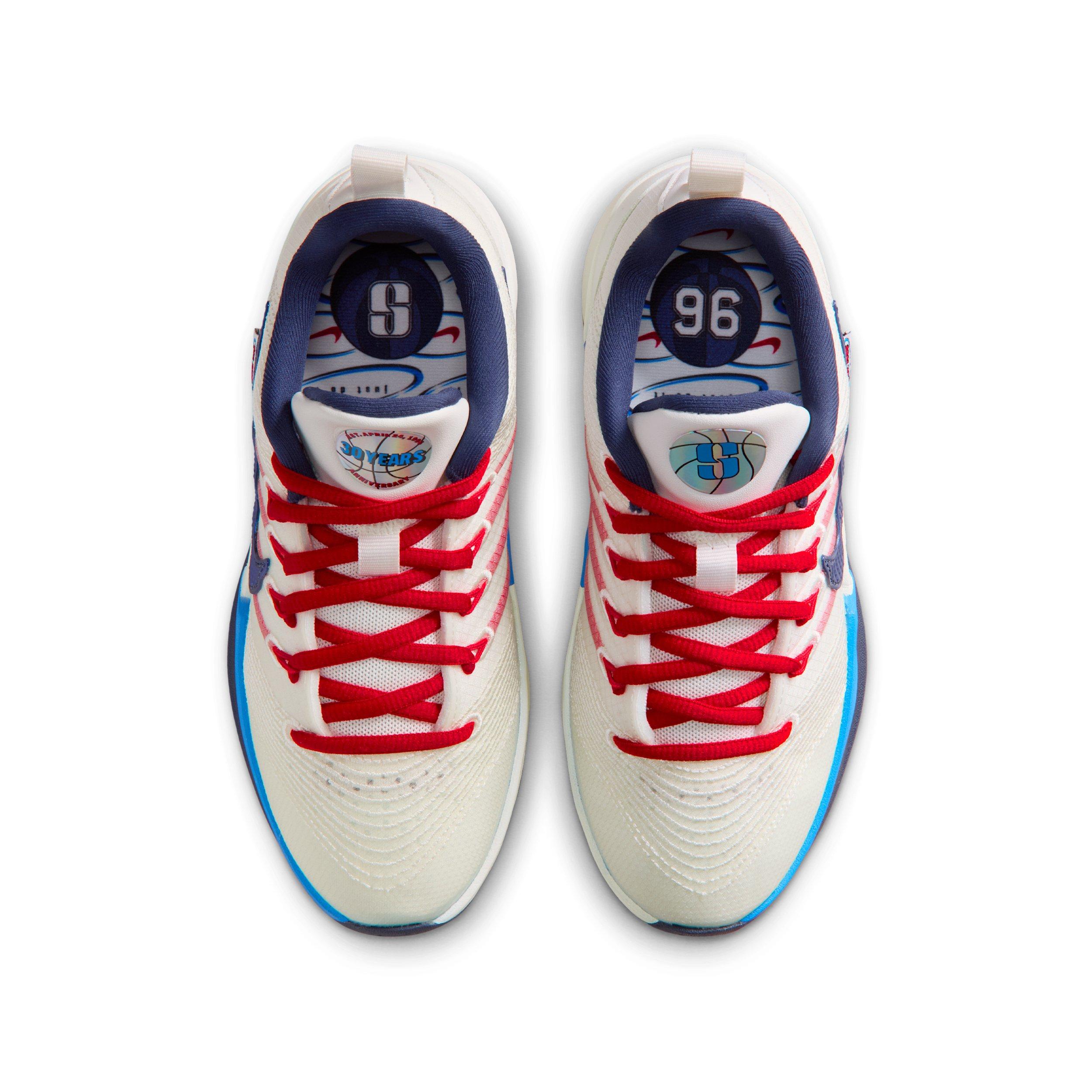 Nike Sabrina 3 "Atom Red/Photo Blue" Grade School Kids' Basketball Shoe - SAIL/RED/LT BLUE/NAVY Thumbnail View 6