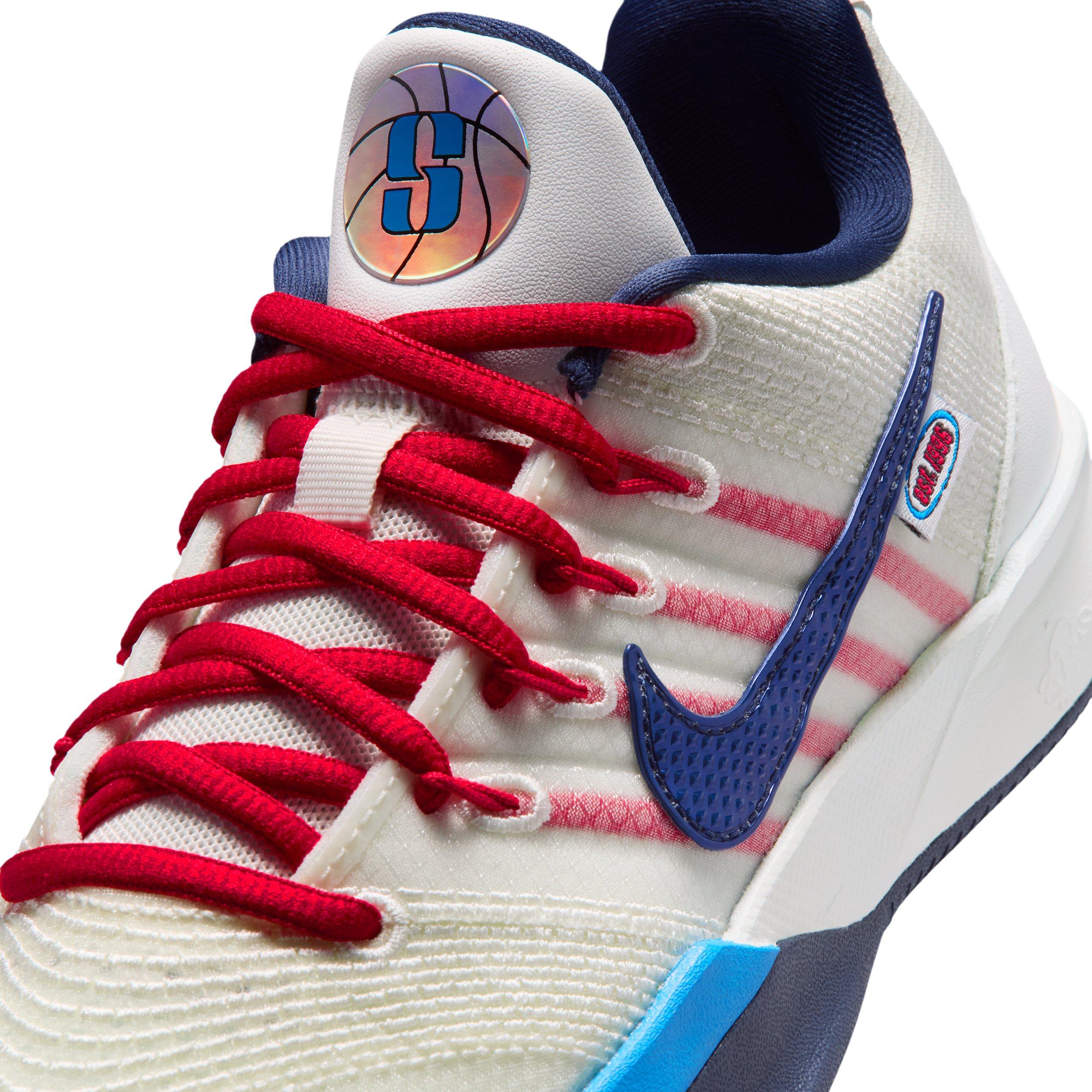 Nike Sabrina 3 "Atom Red/Photo Blue" Grade School Kids' Basketball Shoe - SAIL/RED/LT BLUE/NAVY Thumbnail View 9