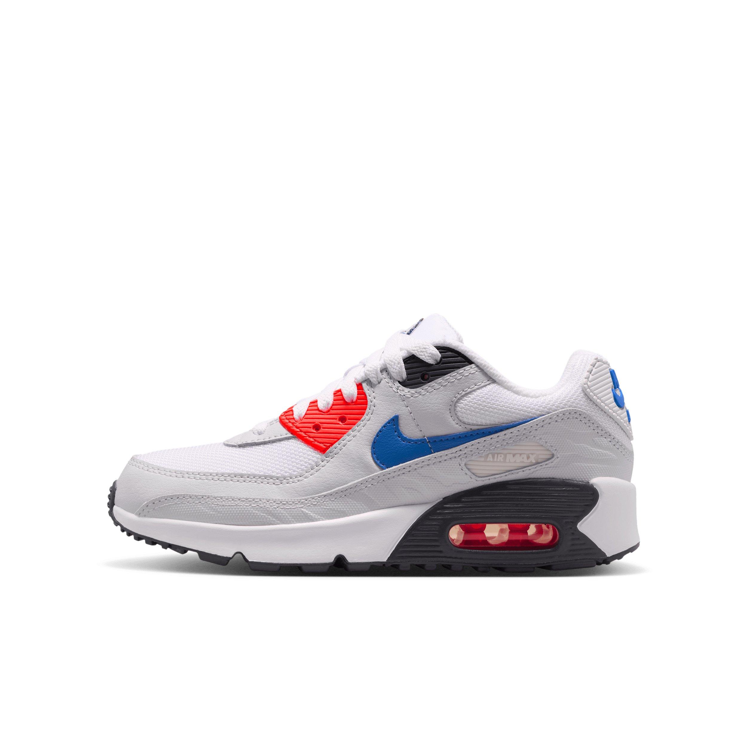 Nike Air Max 90 SE "White/Photon Dust/Bright Crimson/Game Royal" Grade School Boys' Shoe - WHITE/DUST/CRIMSON/ROYAL Thumbnail View 2