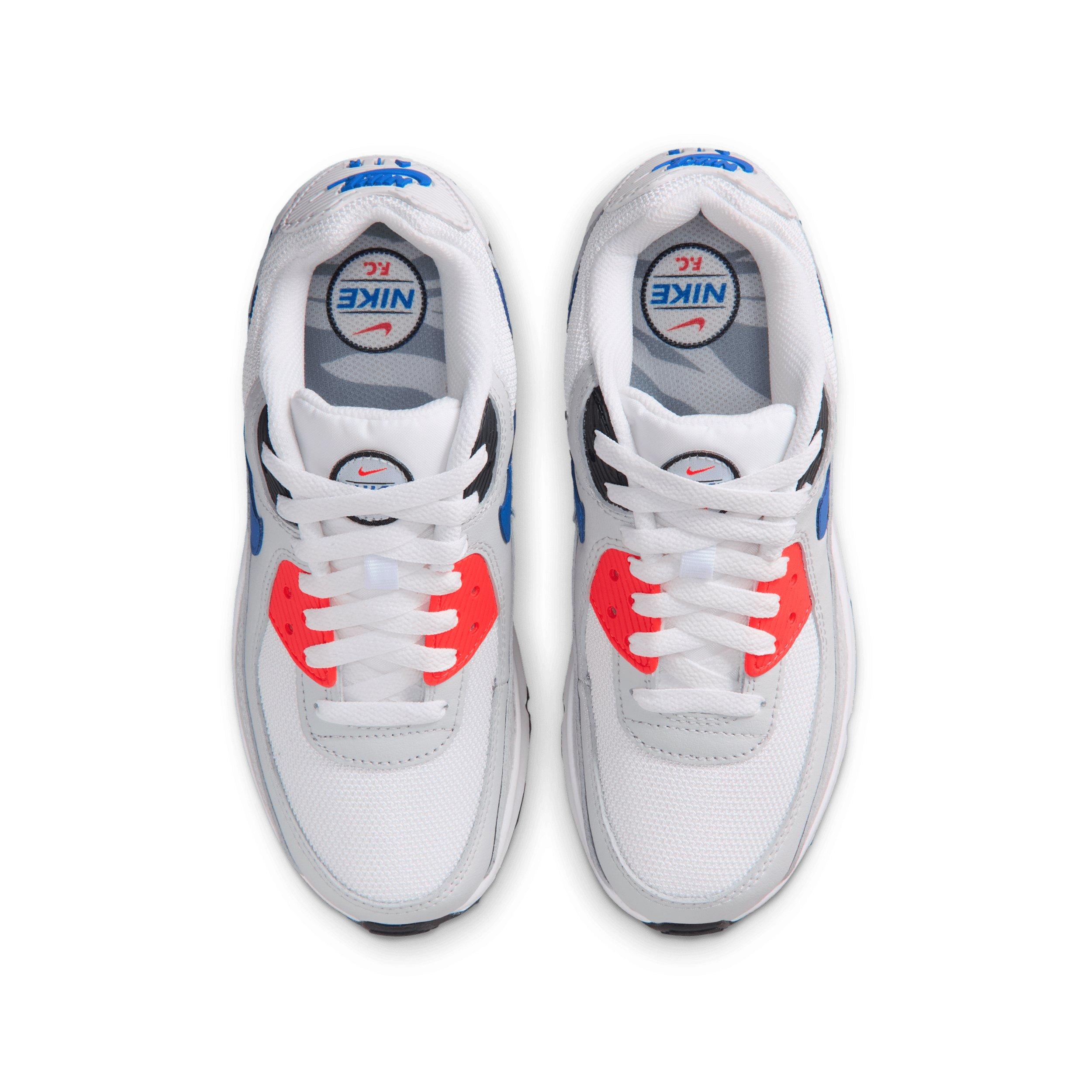Nike Air Max 90 SE "White/Photon Dust/Bright Crimson/Game Royal" Grade School Boys' Shoe - WHITE/DUST/CRIMSON/ROYAL Thumbnail View 4