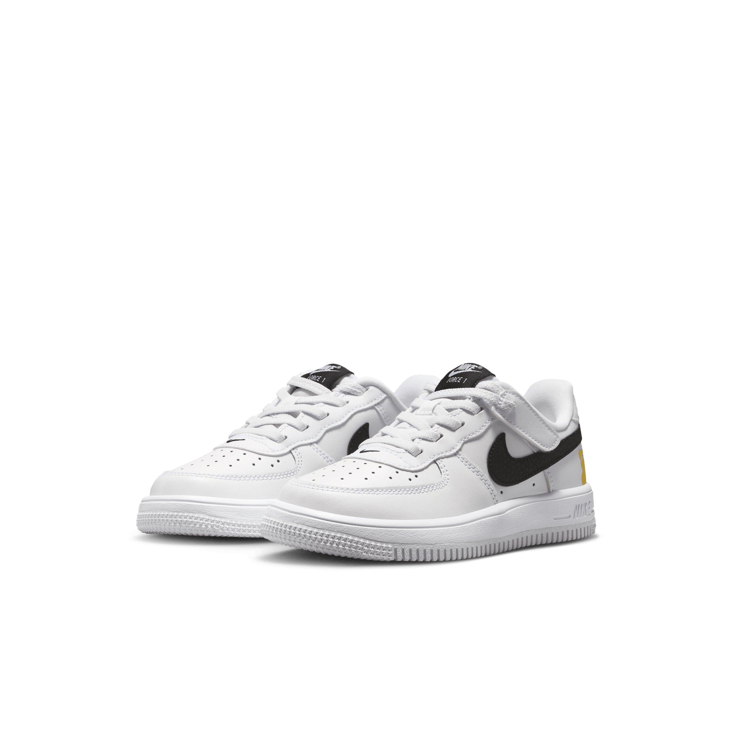 Nike Force 1 Low EasyOn "White/Black/Yellow" Preschool Boys' Shoe - WHITE/BLACK/YELLOW Thumbnail View 3