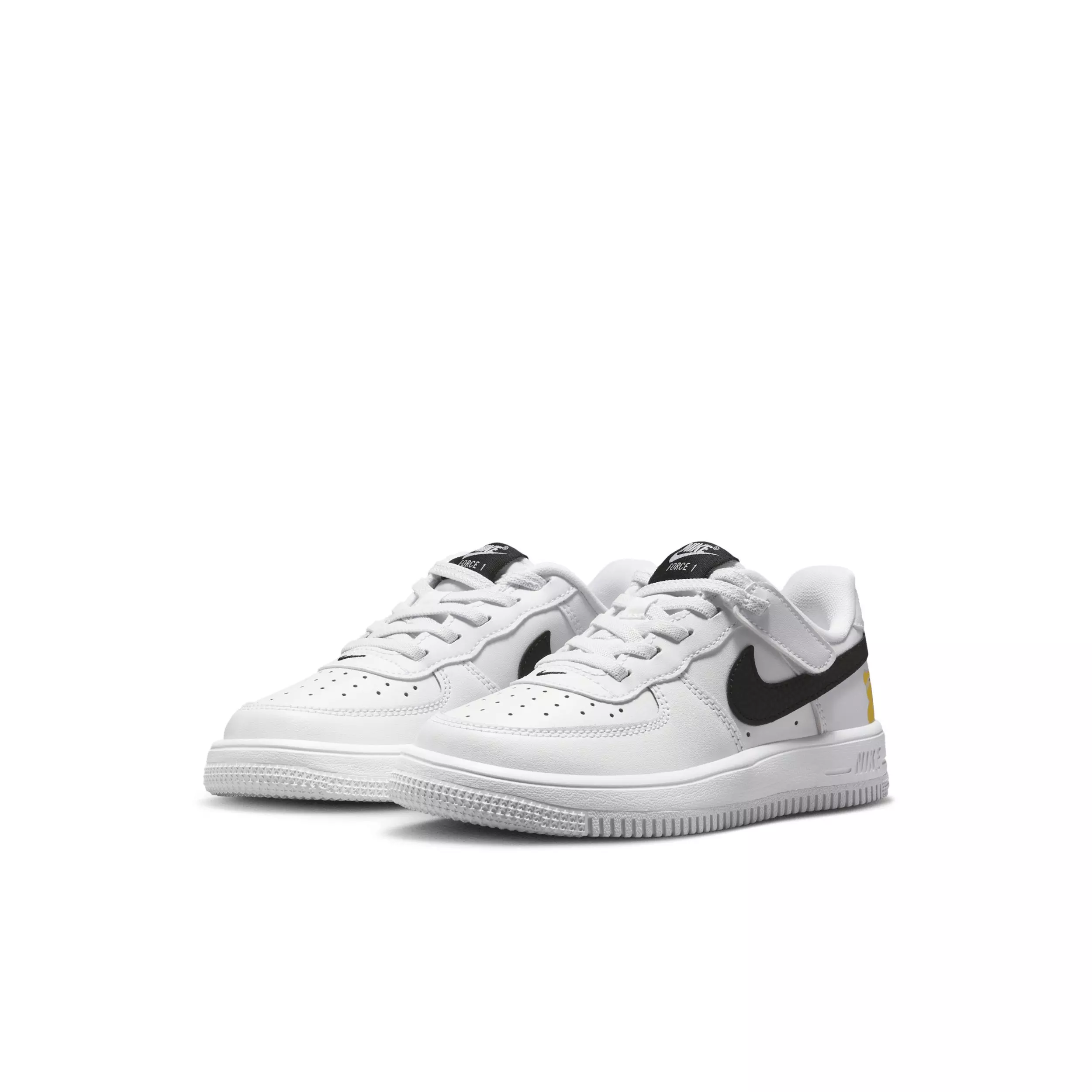 Nike Force 1 Low EasyOn "White/Black/Yellow" Preschool Boys' Shoe - WHITE/BLACK/YELLOW