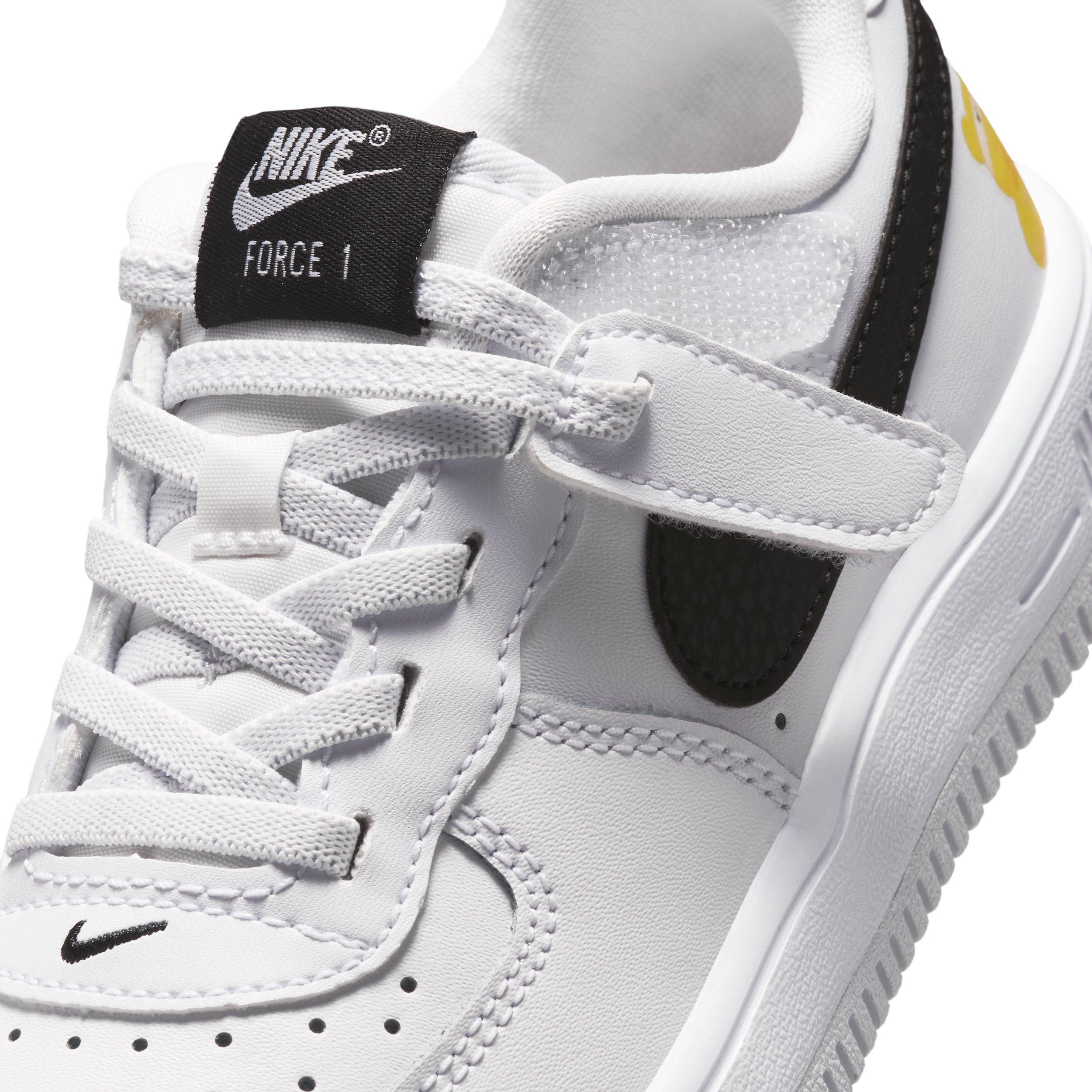 Nike Force 1 Low EasyOn "White/Black/Yellow" Preschool Boys' Shoe - WHITE/BLACK/YELLOW Thumbnail View 7