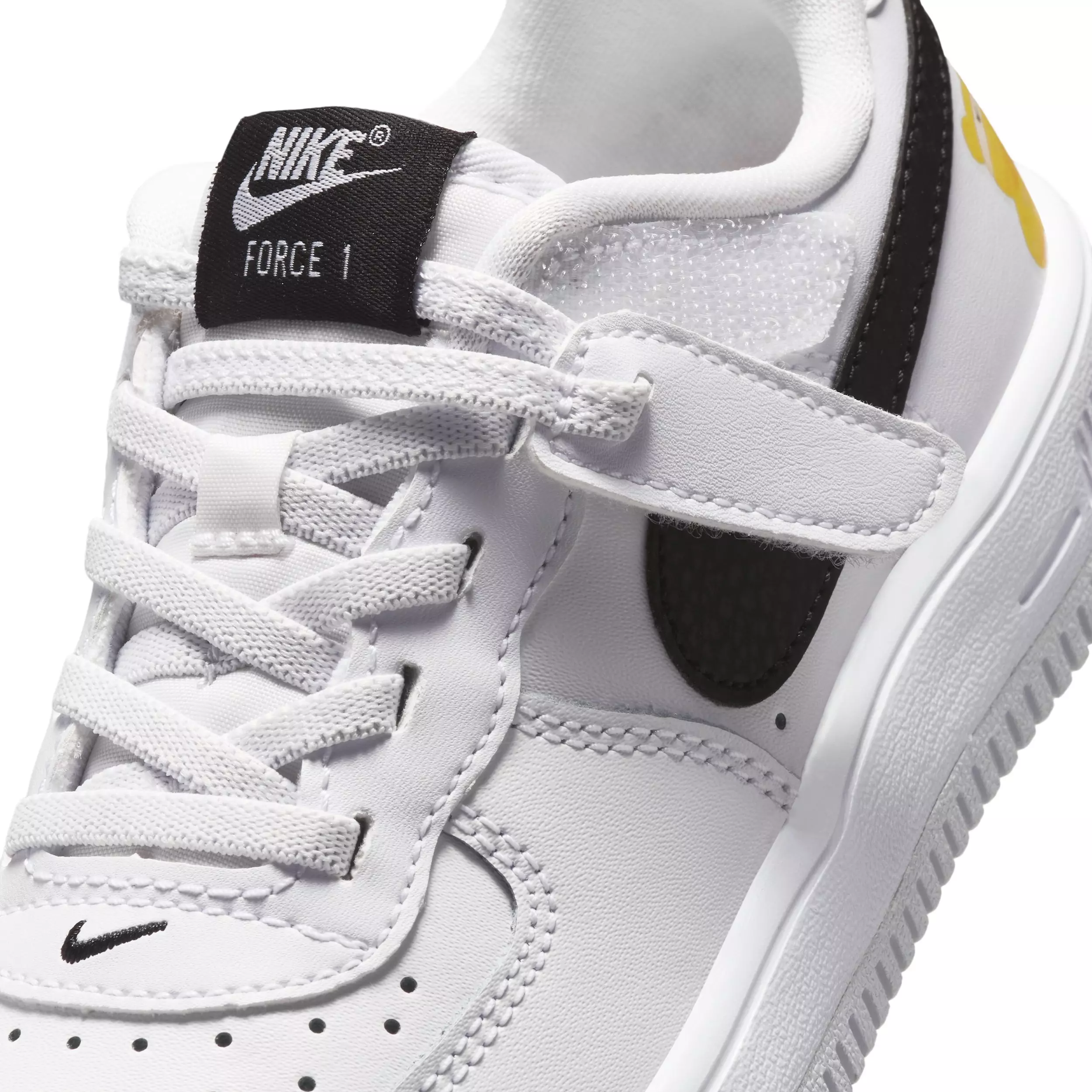 Nike Force 1 Low EasyOn "White/Black/Yellow" Preschool Boys' Shoe - WHITE/BLACK/YELLOW