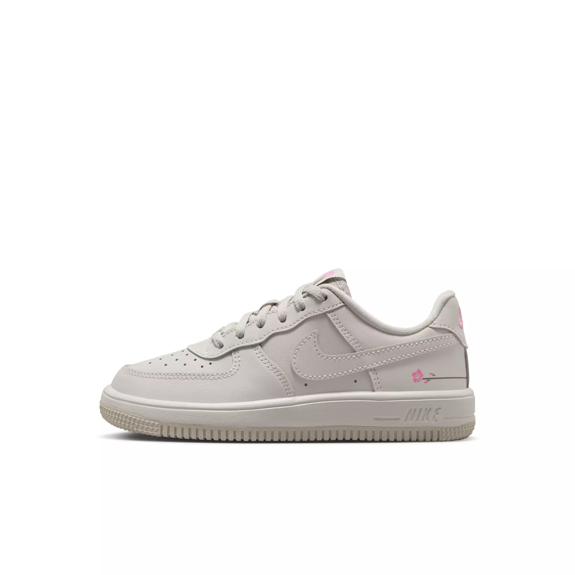 Nike Force 1 Low "Light Bone/Playful Pink/Fauna Brown/Light Bone" Preschool Girls' Shoe - LT BONE/PINK/BROWN/LT BONE